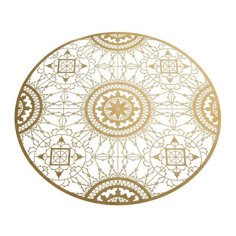 Tovaglietta rotonda Italic Lace in ottone di Galante & Lancman per Driade