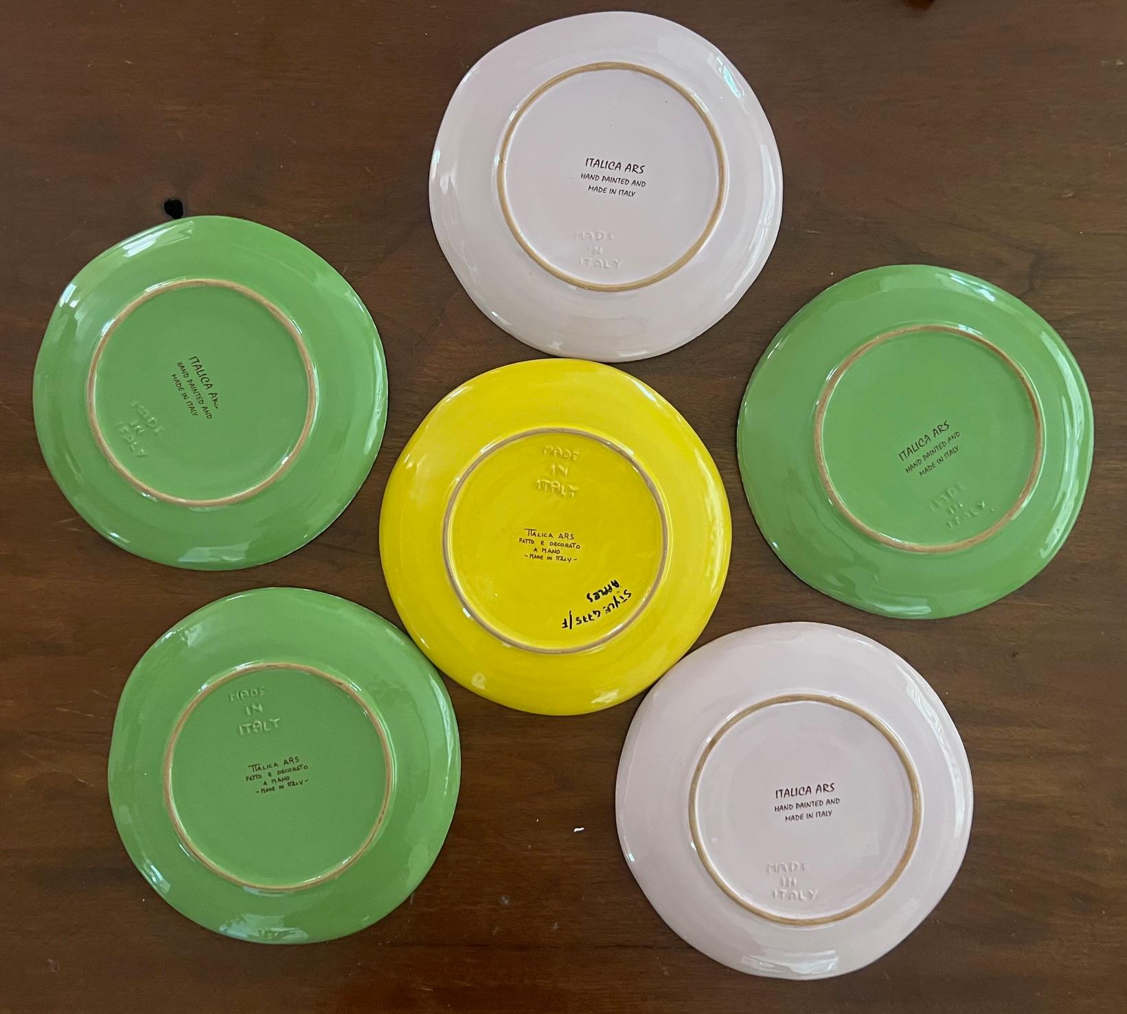 Italica Ars Handgemalte Teller - 6er Set, um 1980er Jahre im Angebot 4