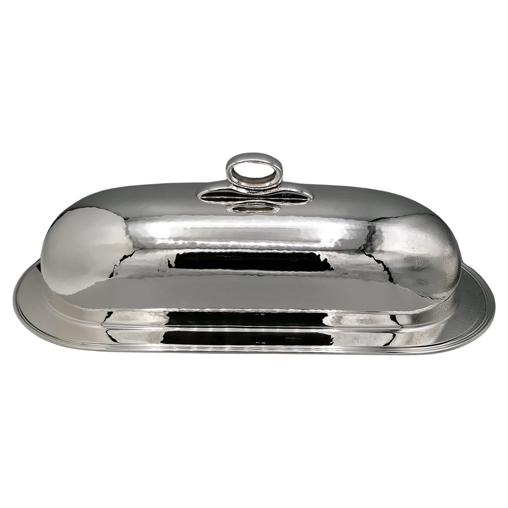 Italie Solid Silver 800 Meet dish with lid For Sale