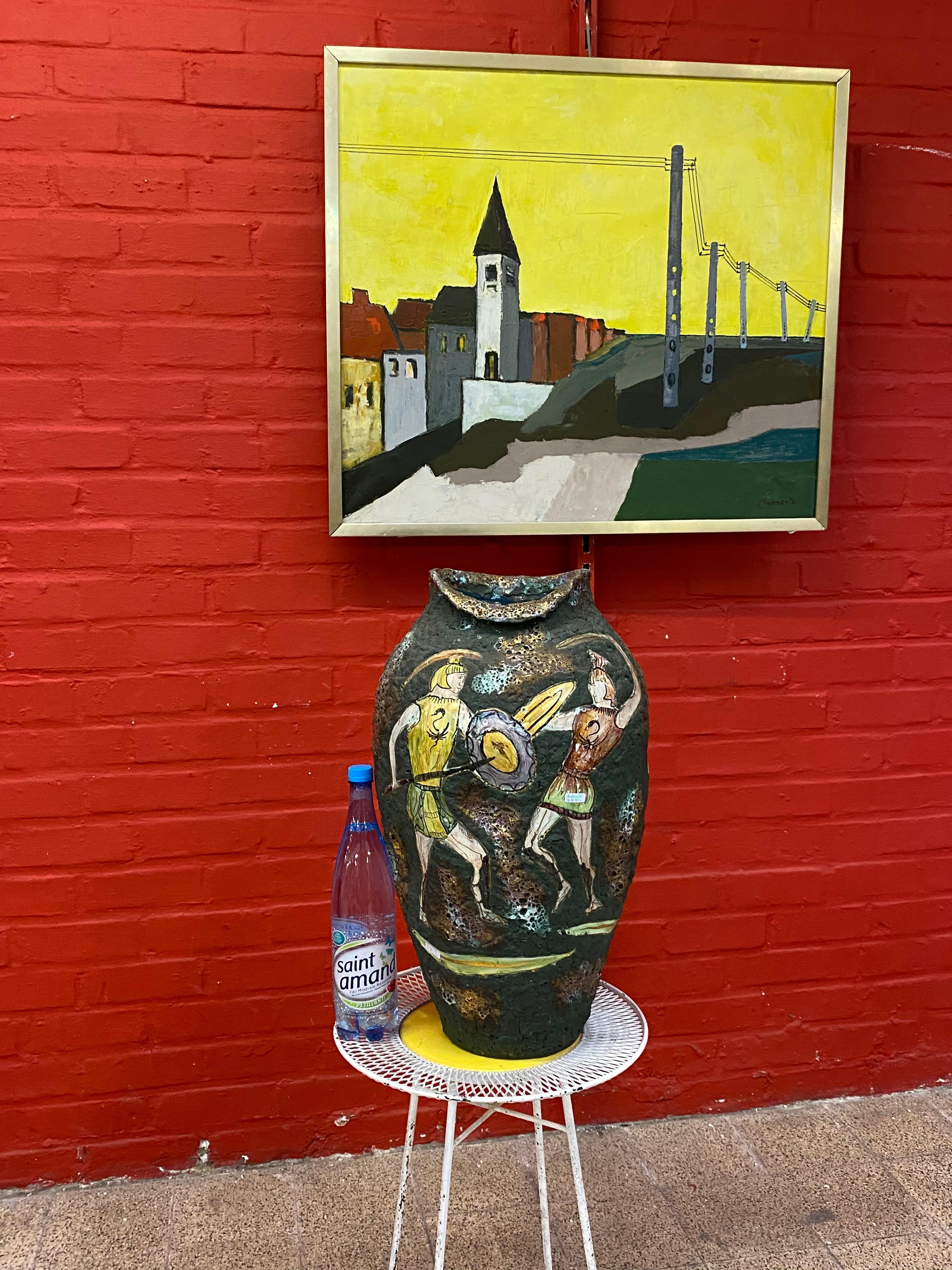 Italie, Very Large Ceramic Vase circa 1950/1960, Signature to Identify In Good Condition For Sale In Saint-Ouen, FR