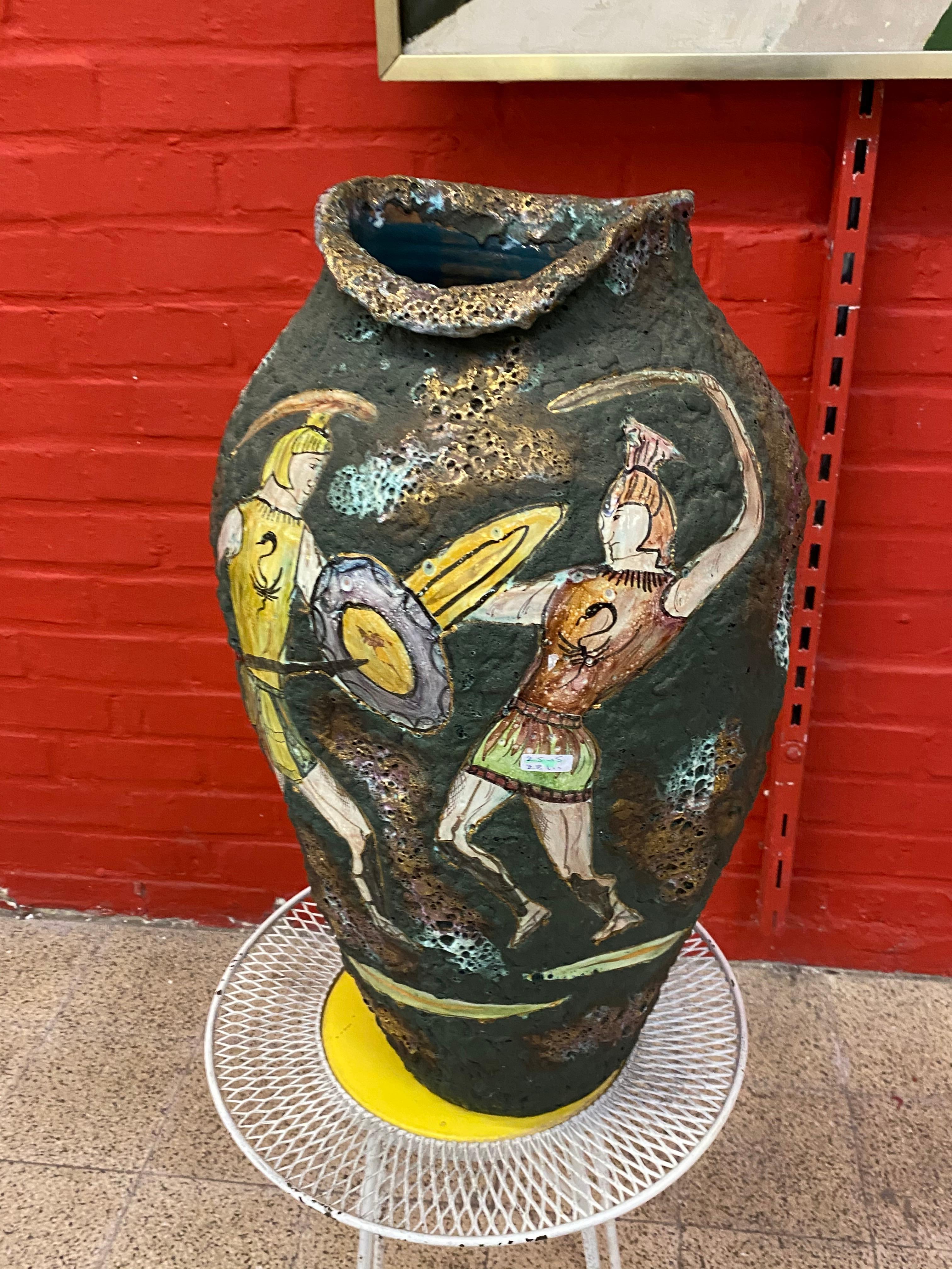 Mid-20th Century Italie, Very Large Ceramic Vase circa 1950/1960, Signature to Identify For Sale