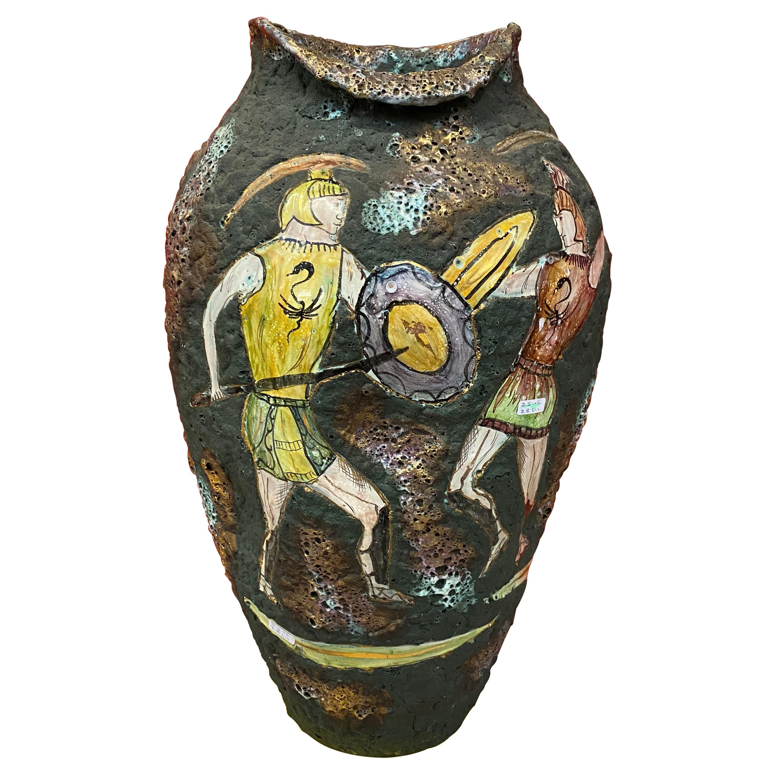 Italie, Very Large Ceramic Vase circa 1950/1960, Signature to Identify For Sale