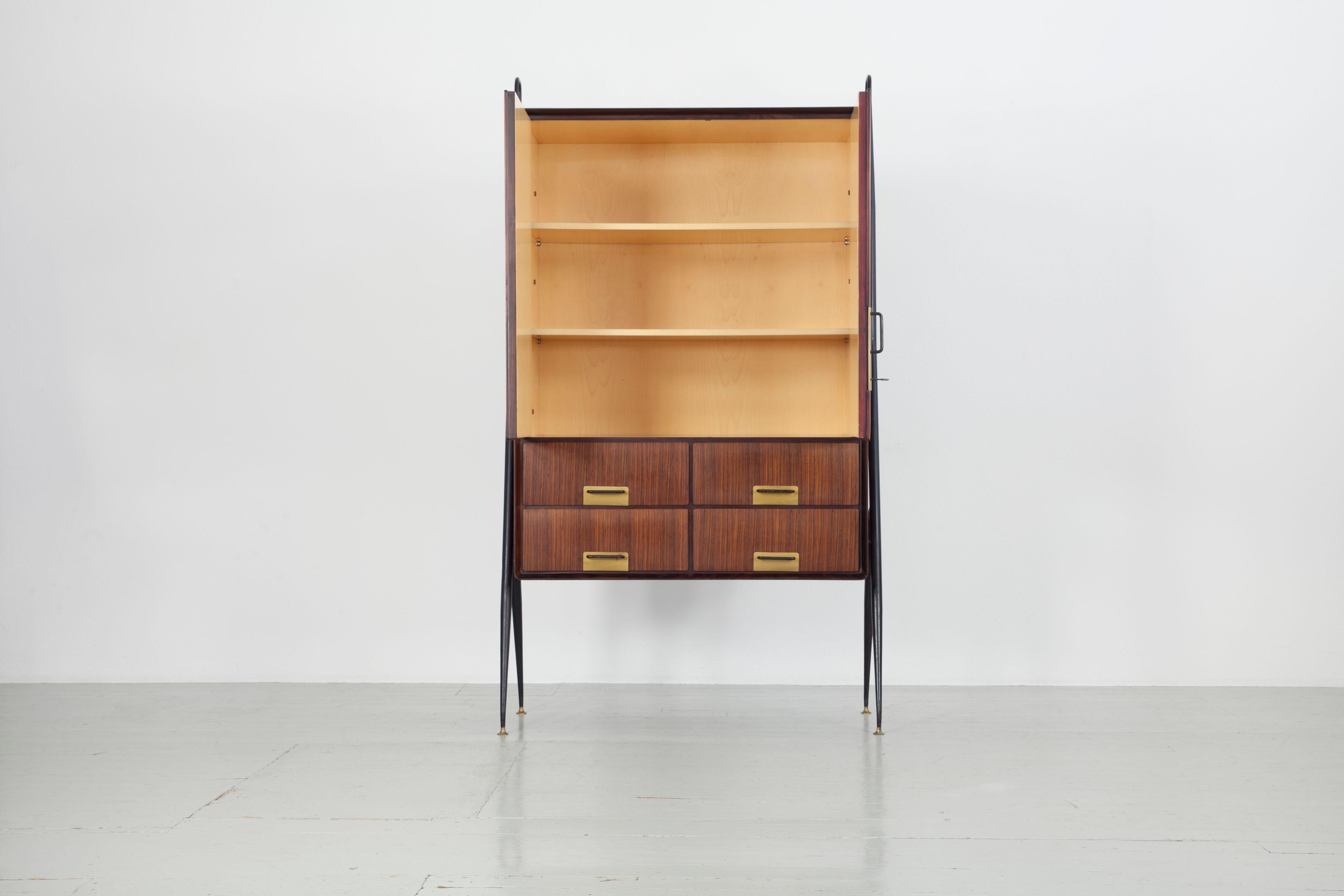 Mid-Century Modern Italien 1950s Silvio Cavatorta Storage Cabinet with 4 Drawers