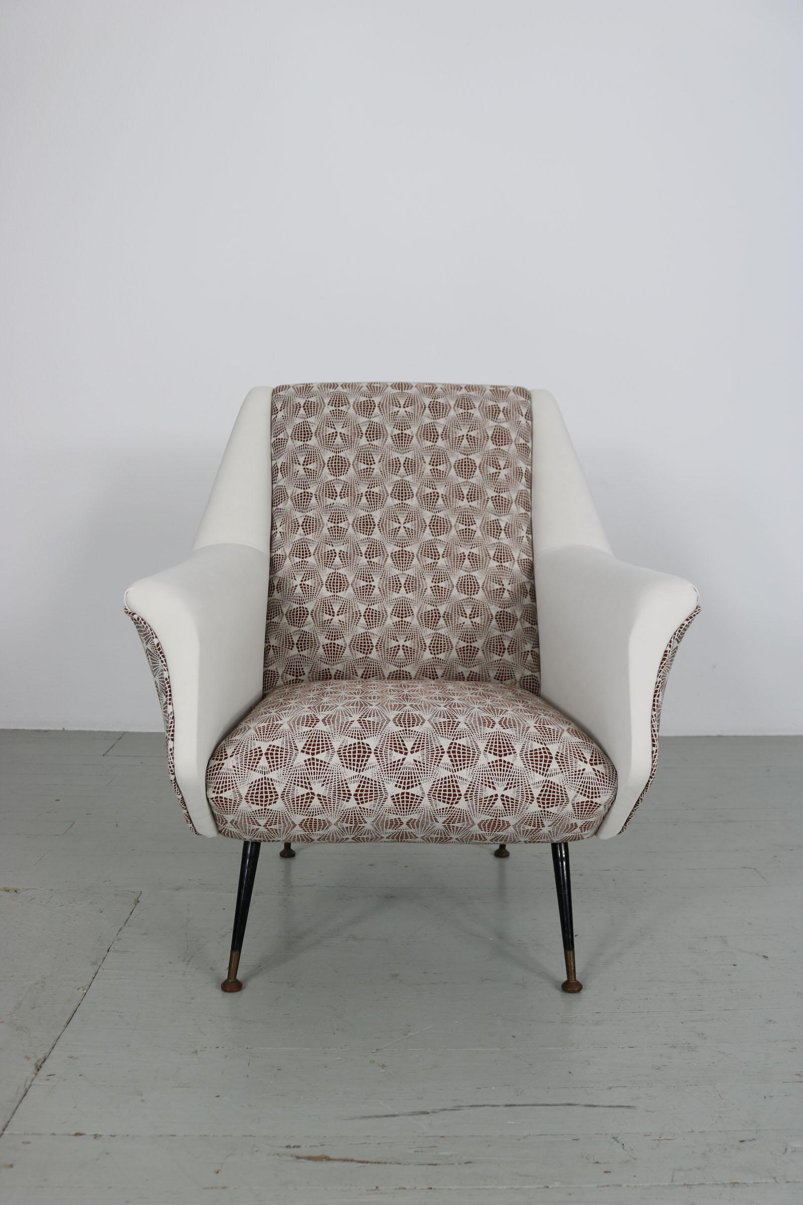 Steel Italien Reupholstered Armchair, 1950s For Sale