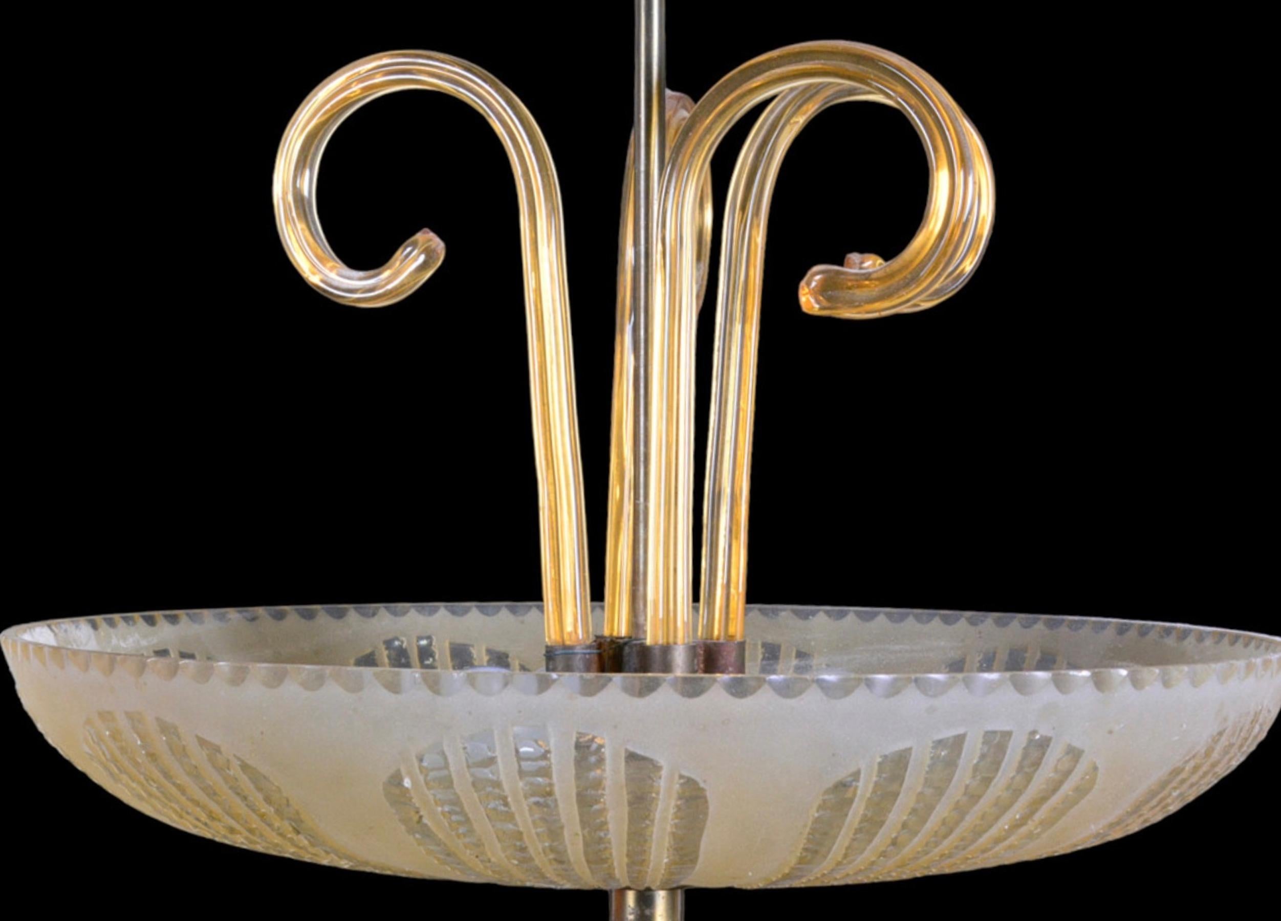 Mid-Century Modern italien battuto ceiling lamp  For Sale