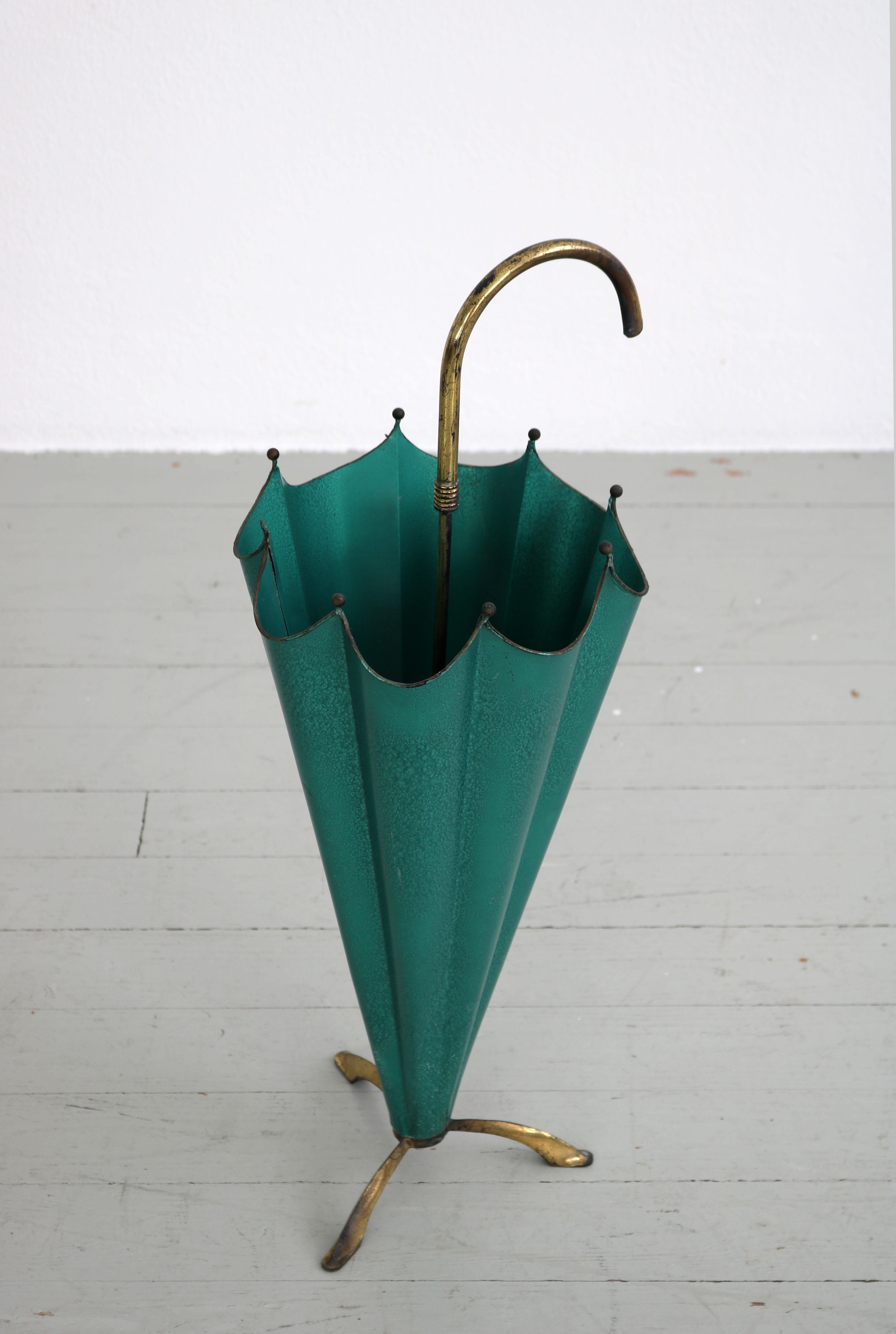 Italien Brass and Aluminium Umbrella Stand, 1950s 3
