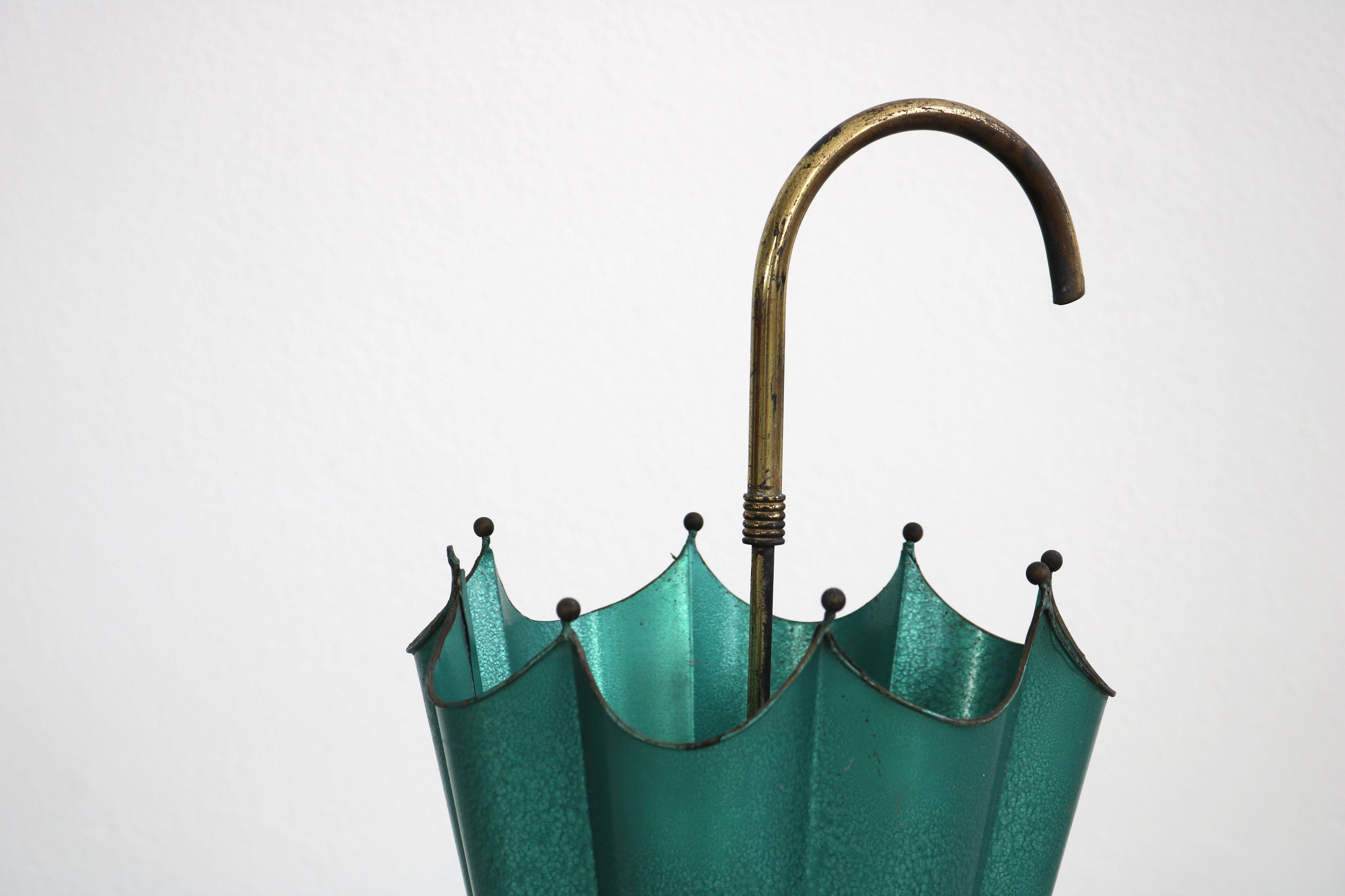 Italien Brass and Aluminium Umbrella Stand, 1950s In Good Condition In Wolfurt, AT
