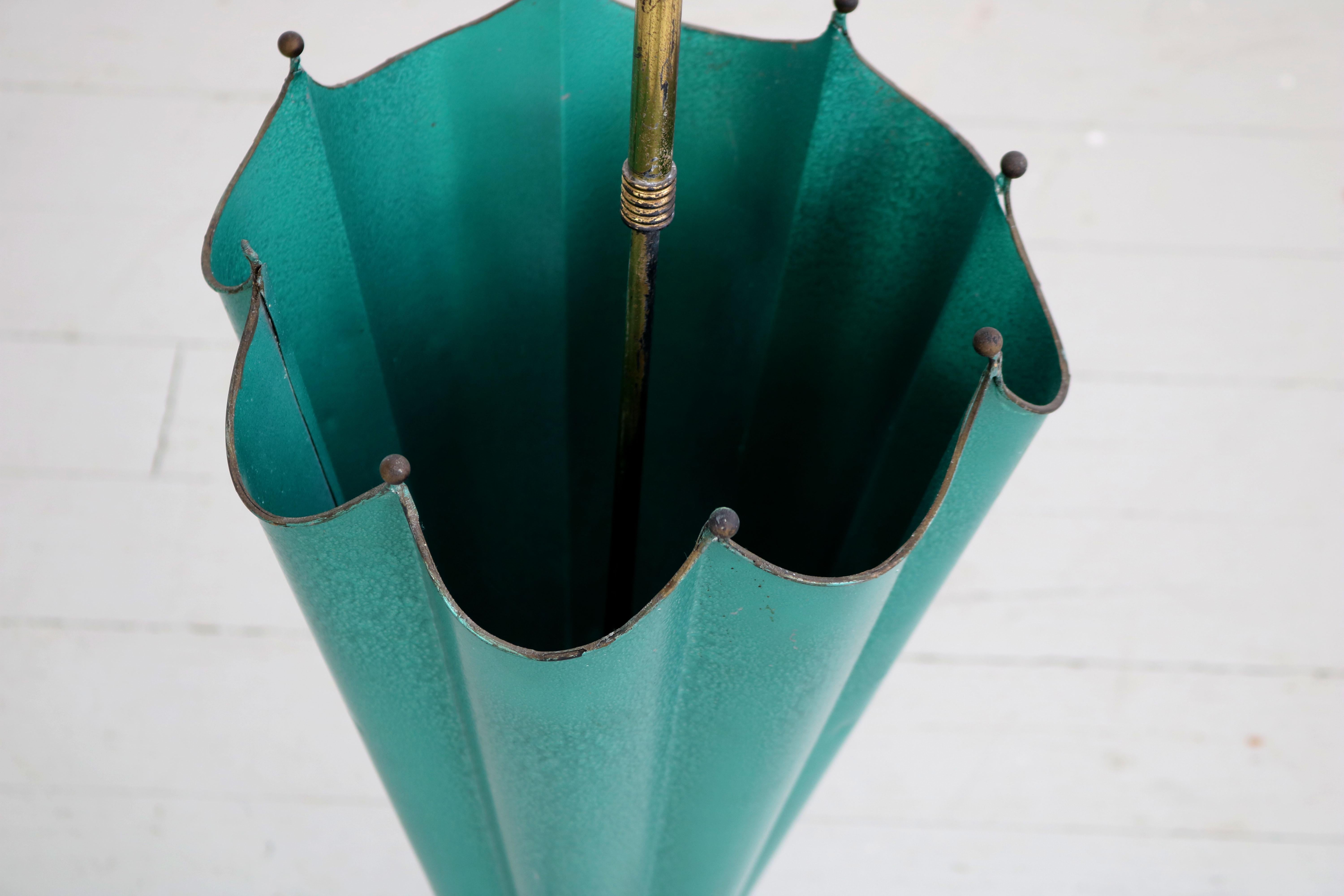 Italien Brass and Aluminium Umbrella Stand, 1950s 2