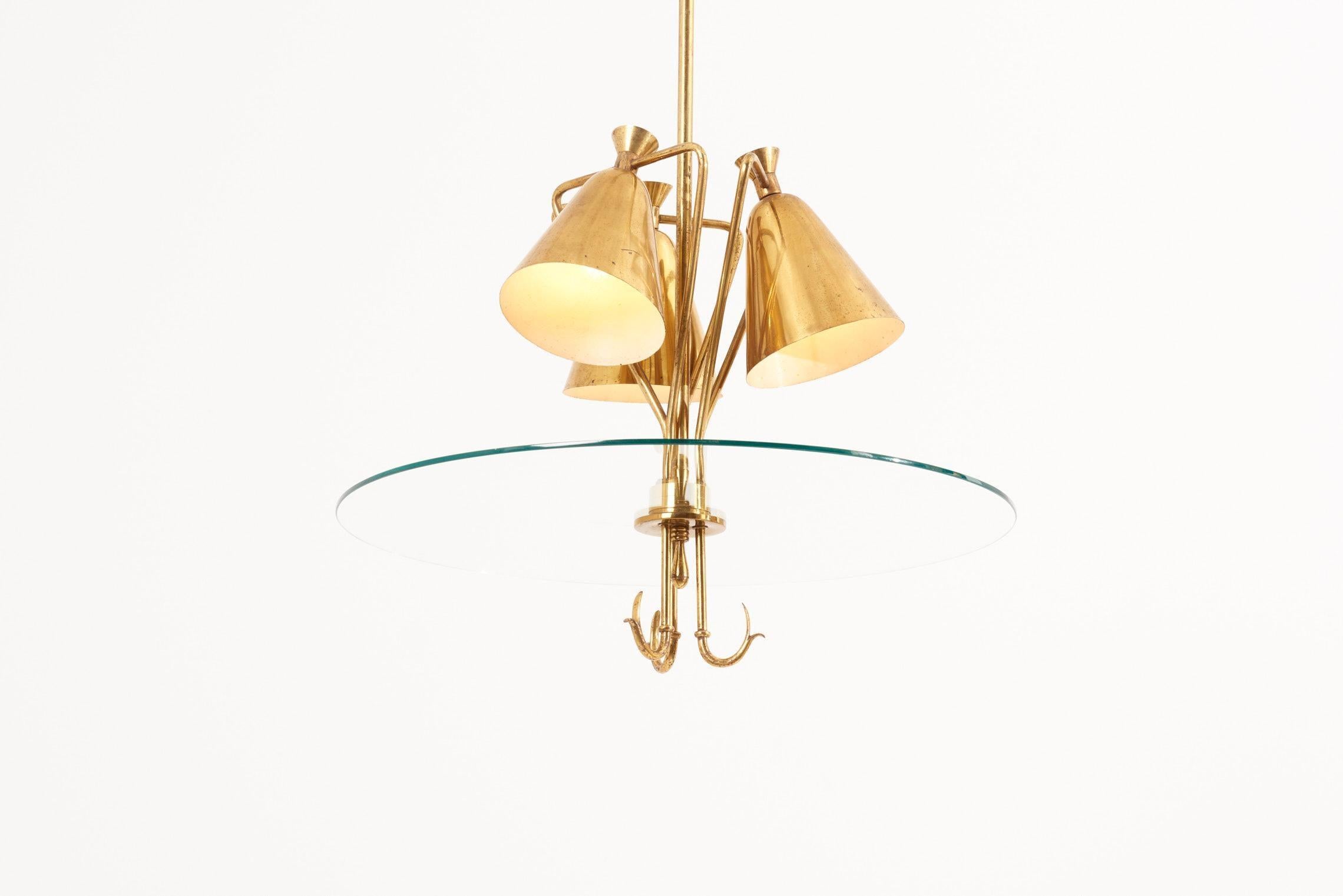 Lampada a sospensione in ottone italiano, anni '40 in vendita 3