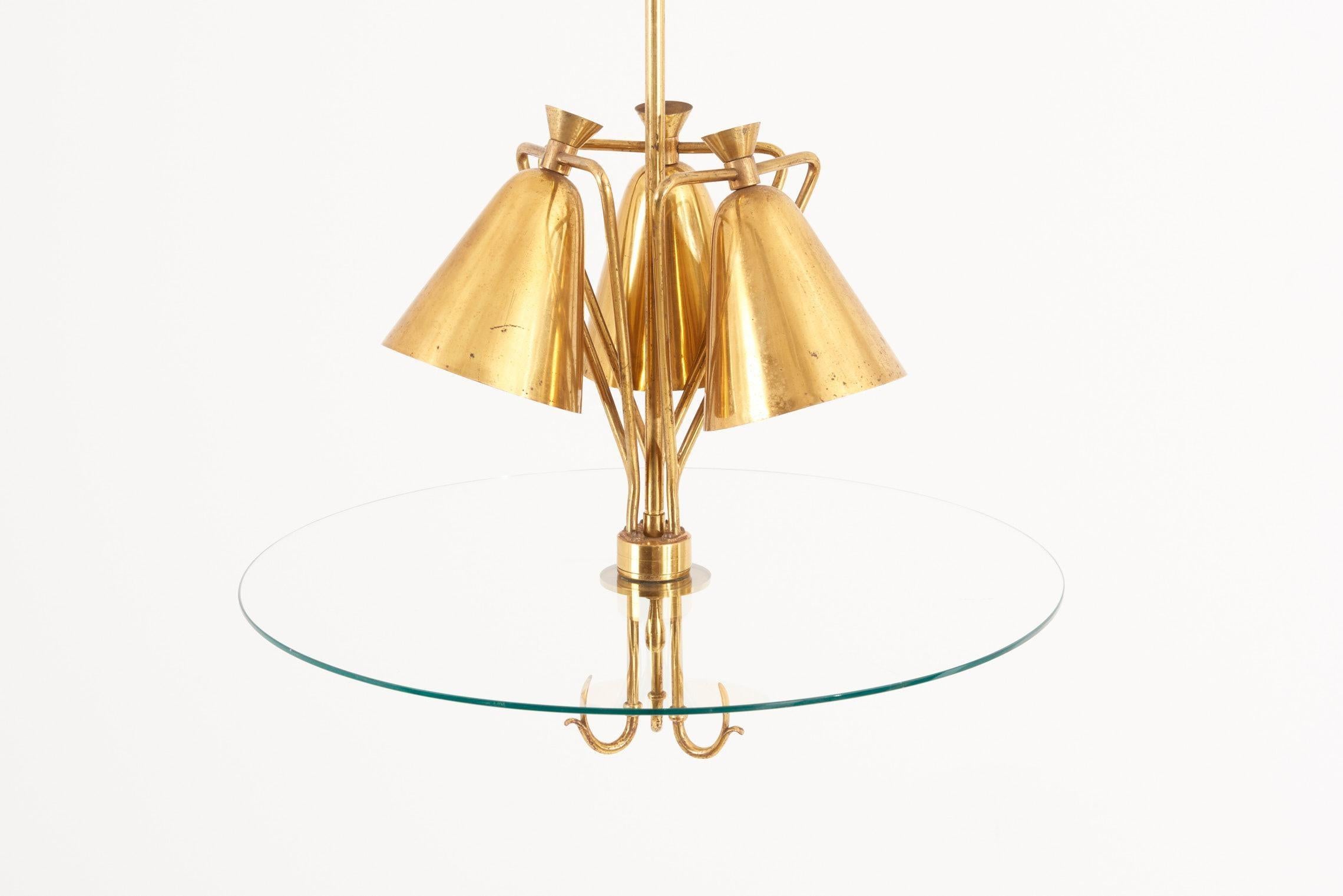 Lampada a sospensione in ottone italiano, anni '40 in vendita 4