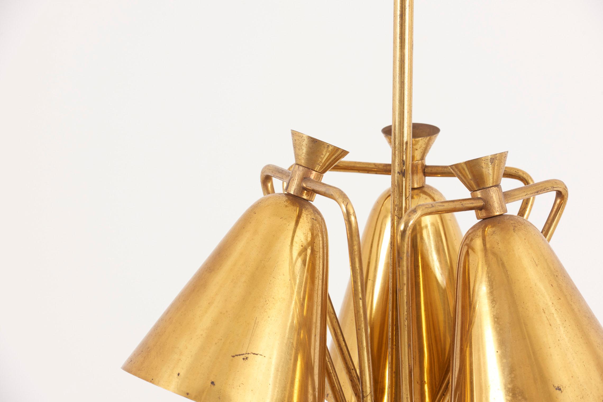 Italien Brass Pendant Lamp, 1940s For Sale 6