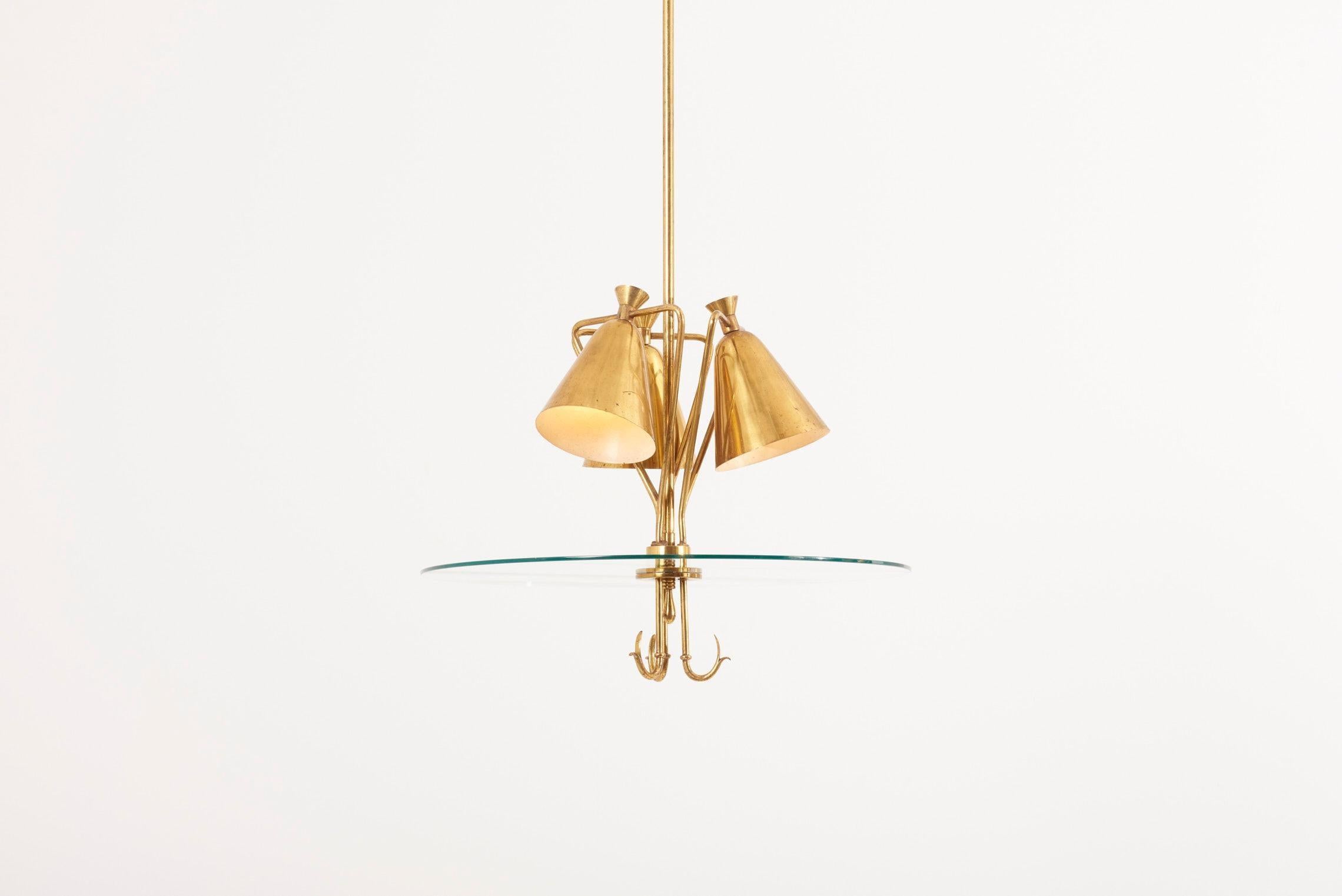 Mid-Century Modern Italien Brass Pendant Lamp, 1940s For Sale