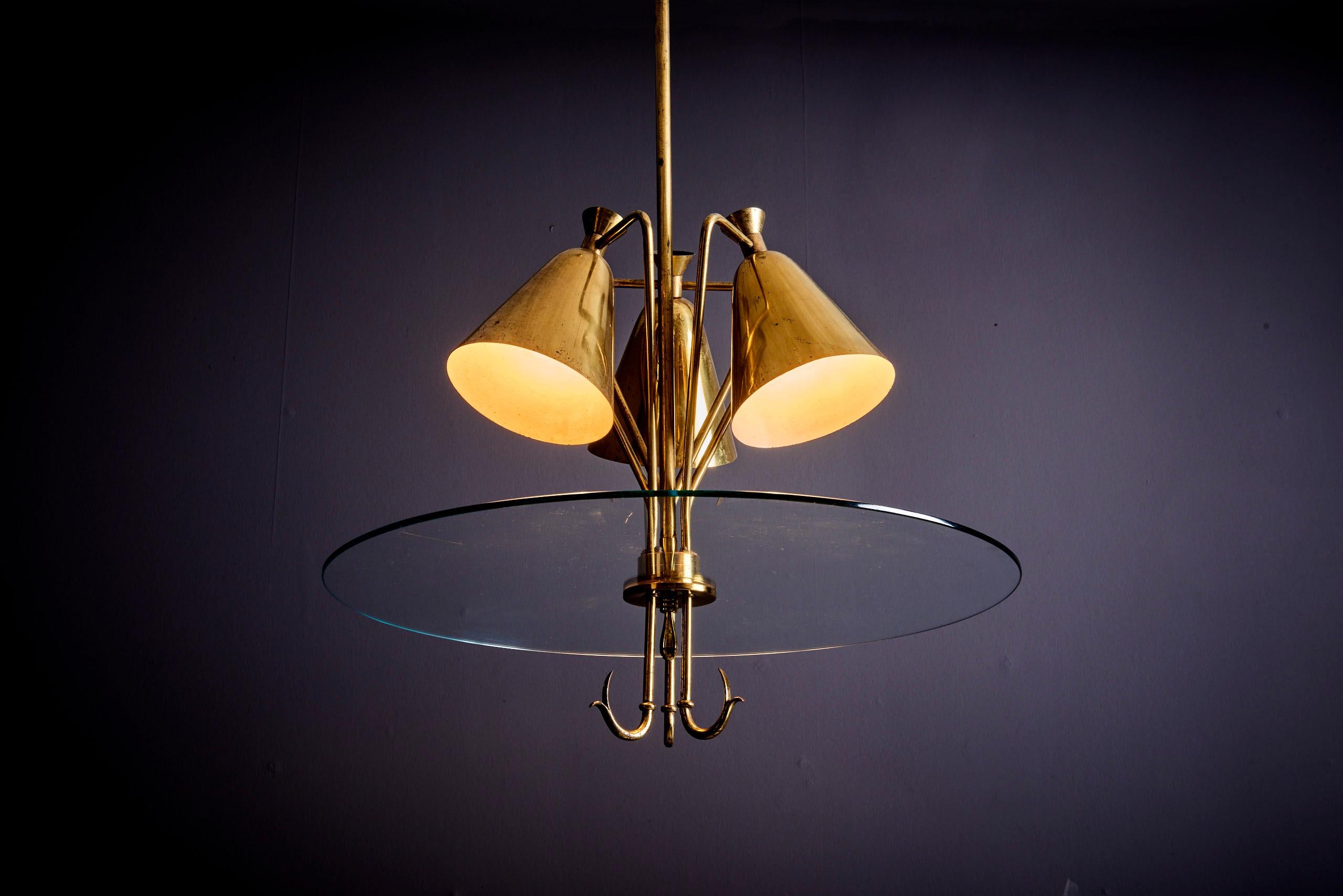 Mid-Century moderno Lampada a sospensione in ottone italiano, anni '40 in vendita
