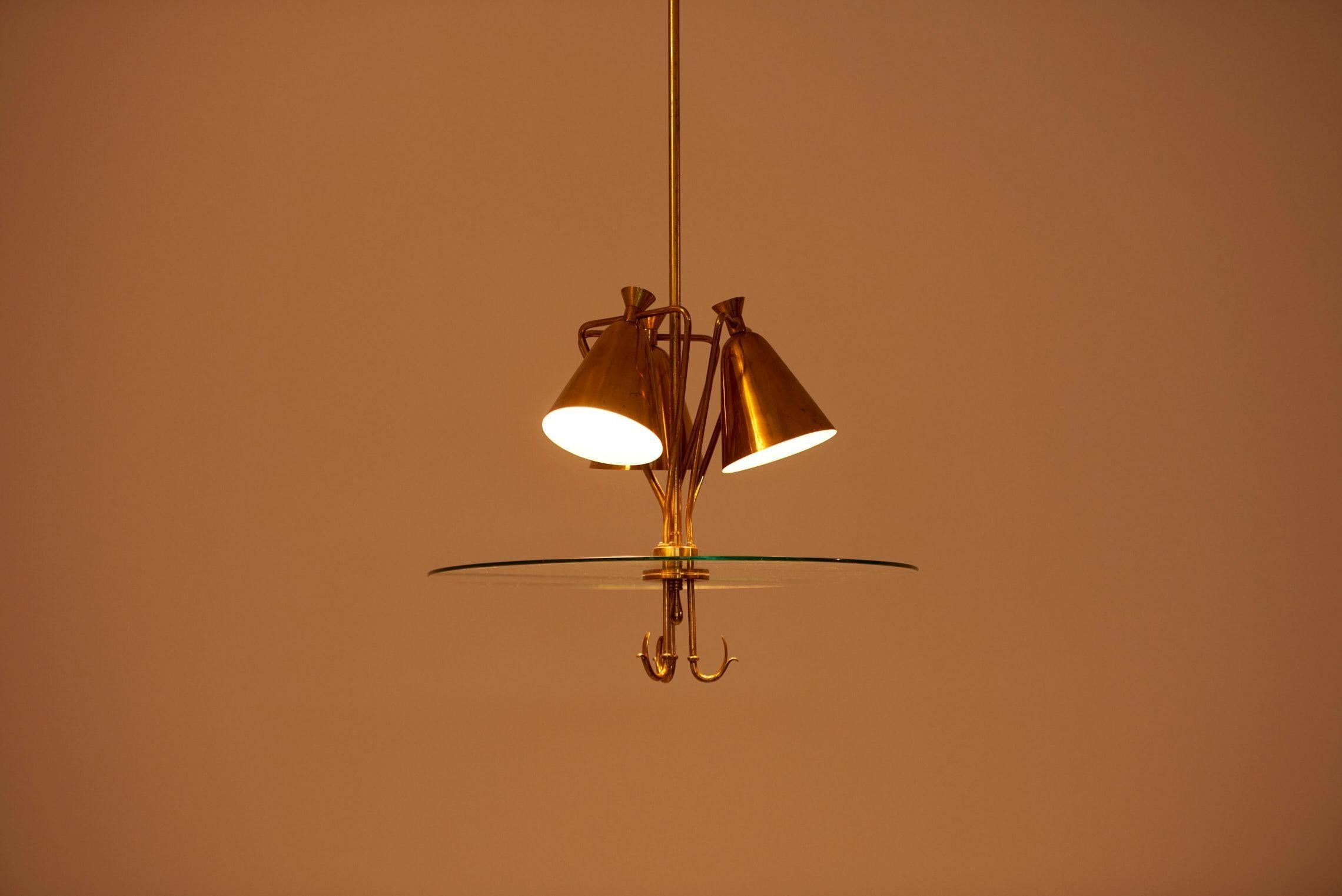 Italiano Lampada a sospensione in ottone italiano, anni '40 in vendita
