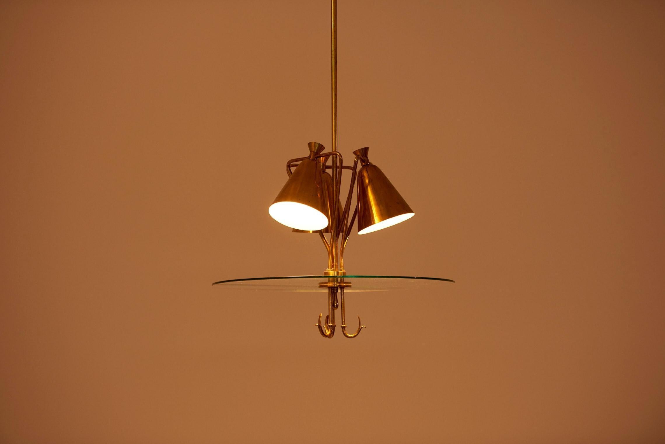 Italian Italien Brass Pendant Lamp, 1940s For Sale