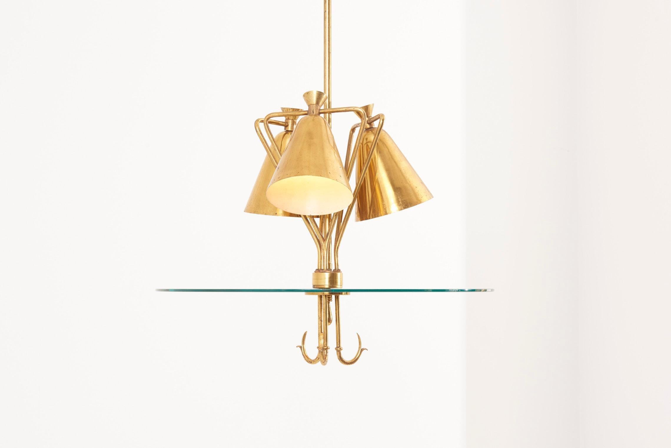 Italien Brass Pendant Lamp, 1940s In Good Condition For Sale In Berlin, DE