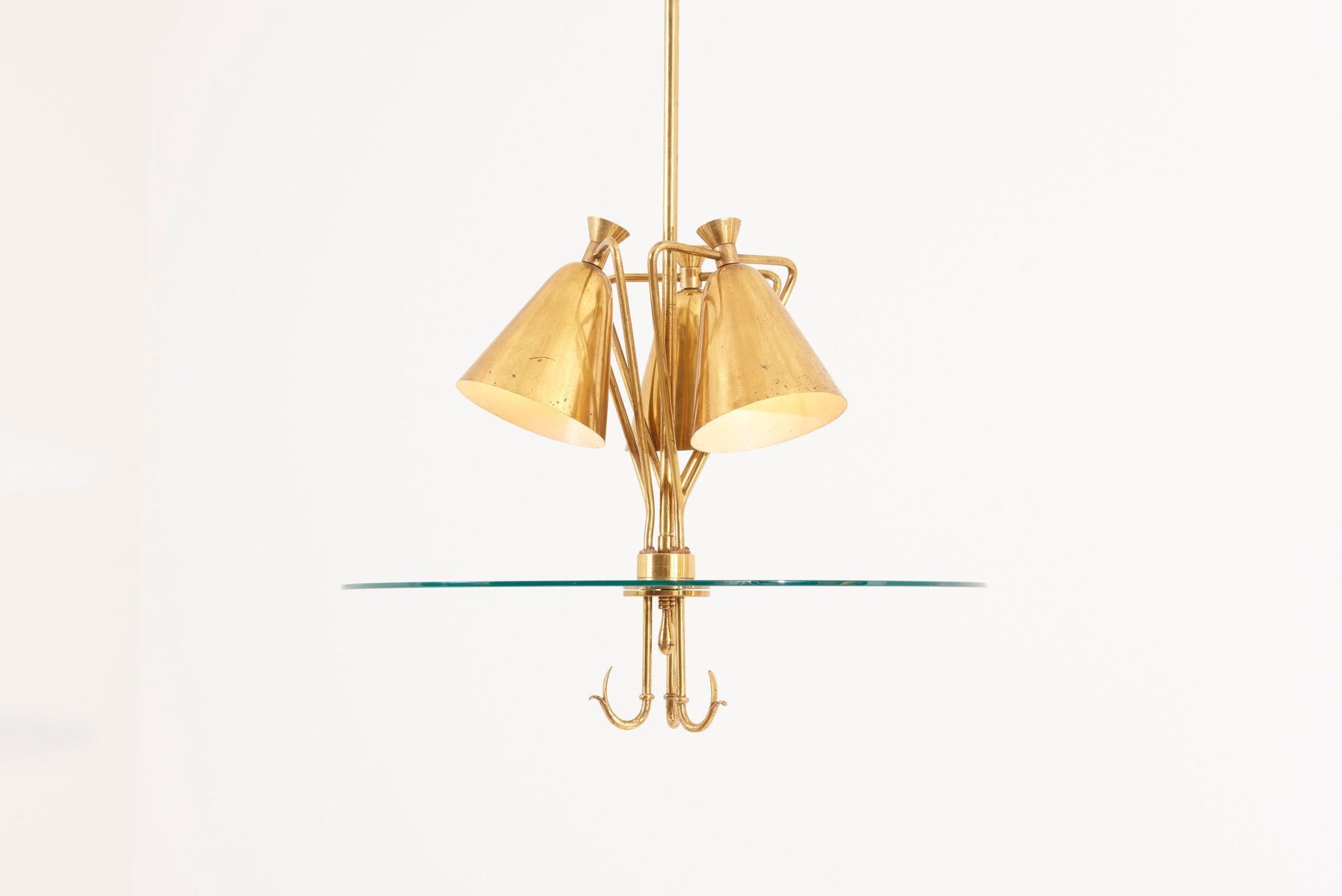 Mid-20th Century Italien Brass Pendant Lamp, 1940s For Sale