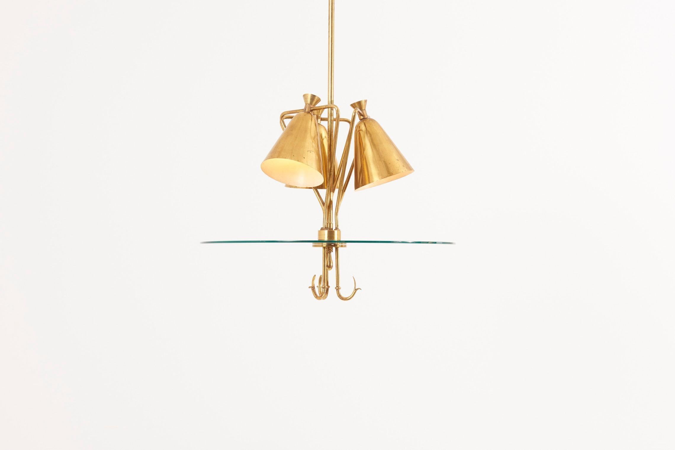 Lampada a sospensione in ottone italiano, anni '40 in vendita 2