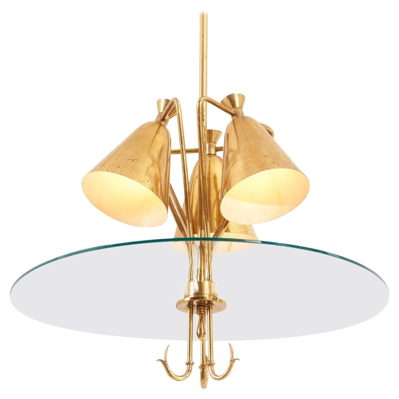 Italien Brass Pendant Lamp, 1940s For Sale