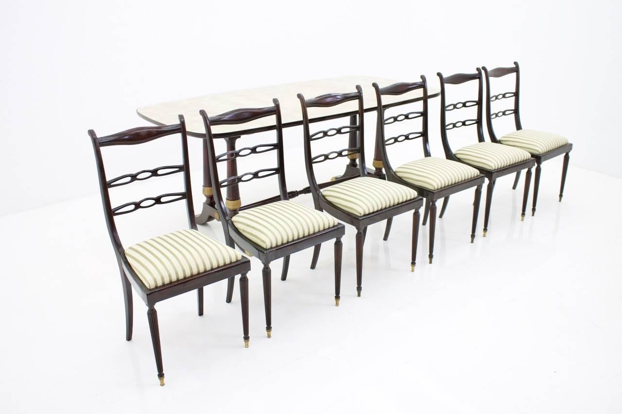 Dining Suite by Fratelli Strada Roma Italy 1959, Table and Six Chairs For Sale 1