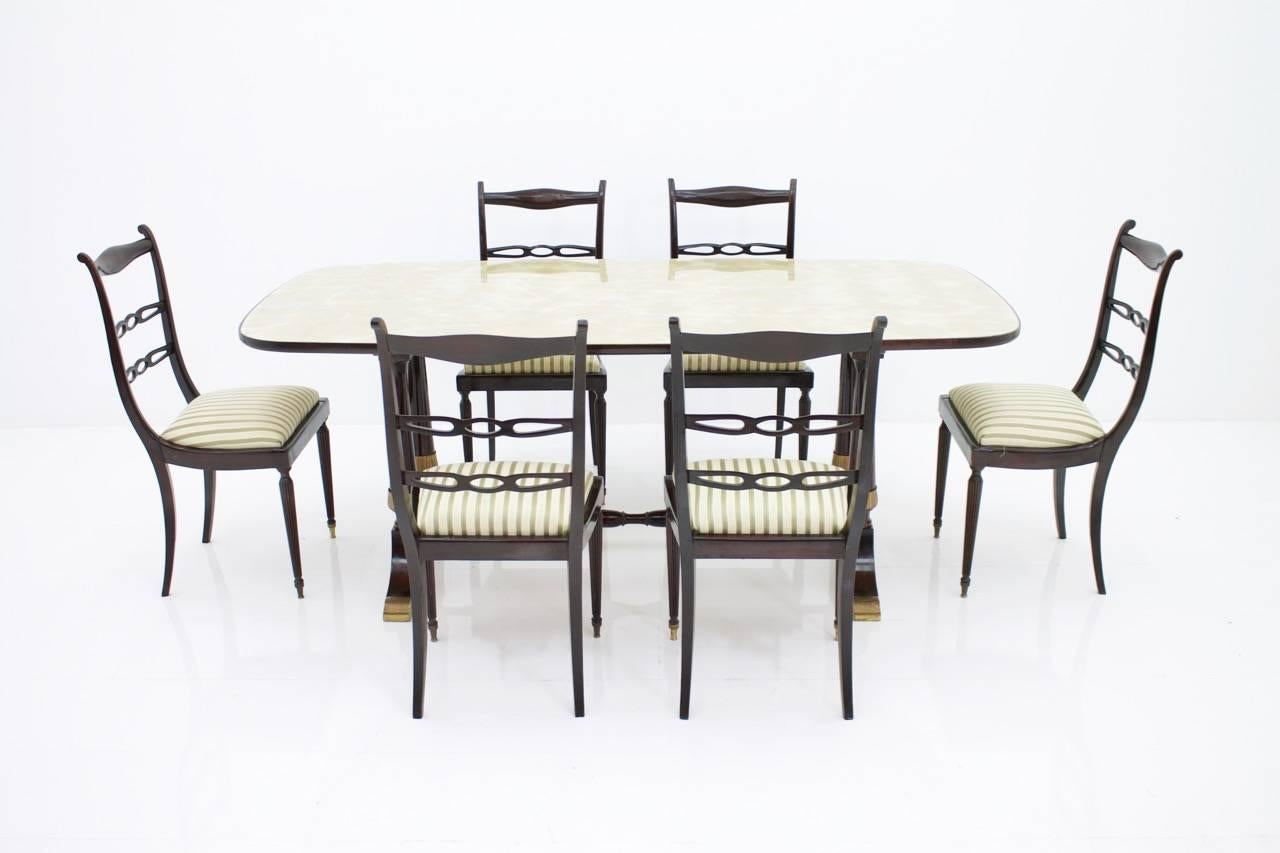 Dining Suite by Fratelli Strada Roma Italy 1959, Table and Six Chairs For Sale 2