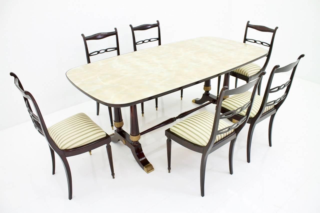 Dining Suite by Fratelli Strada Roma Italy 1959, Table and Six Chairs For Sale 3