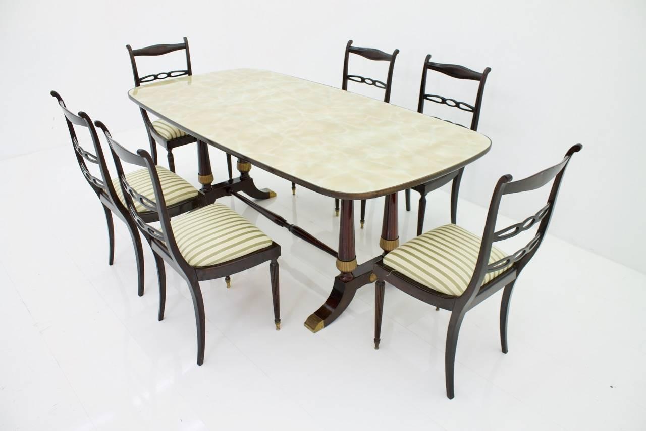 Dining Suite by Fratelli Strada Roma Italy 1959, Table and Six Chairs For Sale 4