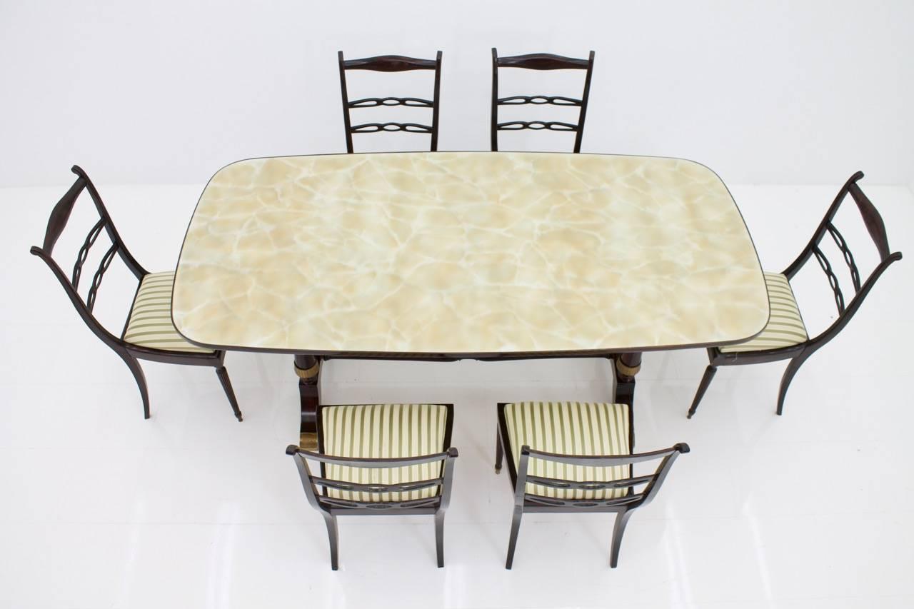 Dining Suite by Fratelli Strada Roma Italy 1959, Table and Six Chairs For Sale 5