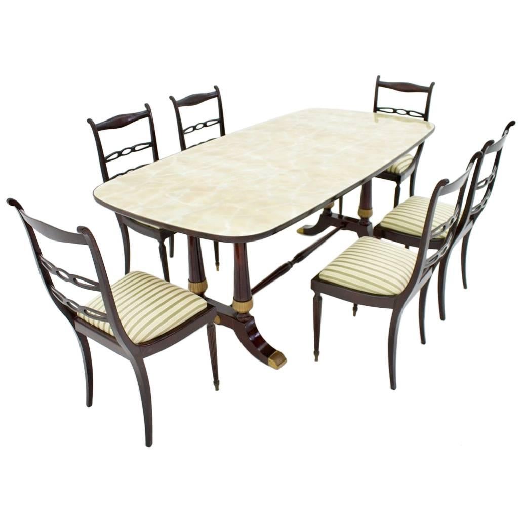 Dining Suite by Fratelli Strada Roma Italy 1959, Table and Six Chairs For Sale