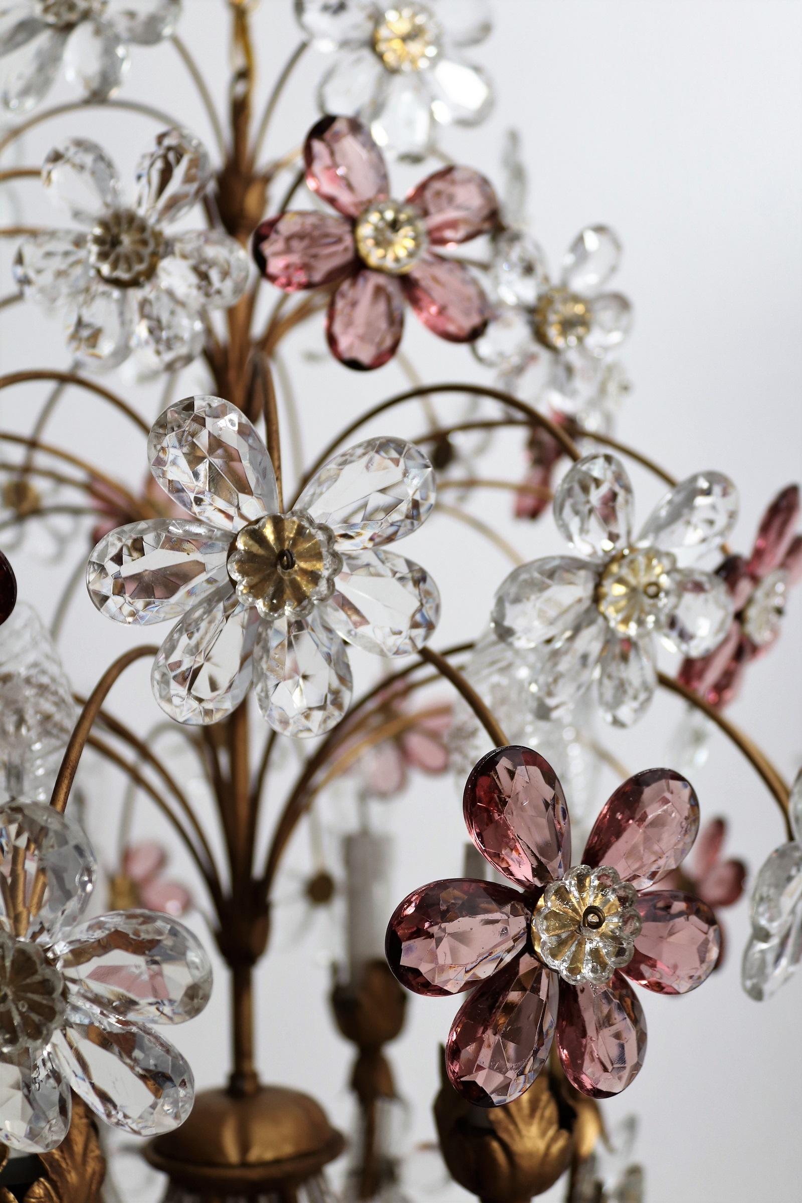 Italian Midcentury Chandelier with Murano Glass Flowers, 1960s 9