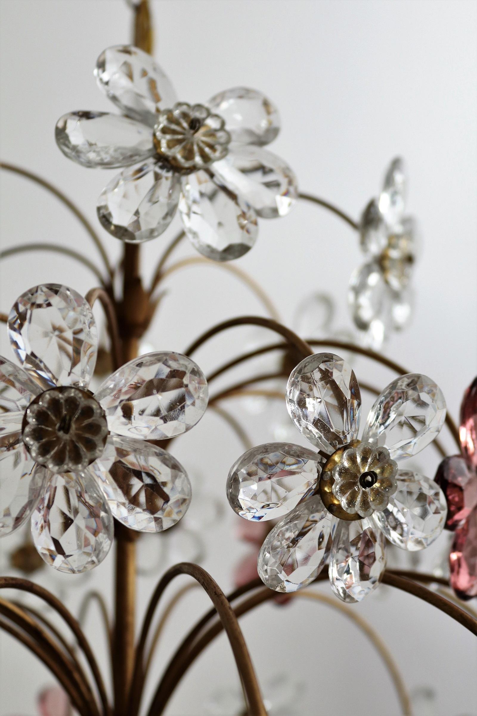 Italian Midcentury Chandelier with Murano Glass Flowers, 1960s 2