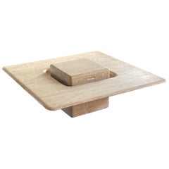 Italien "Saturn" travertine coffee table, 1980s