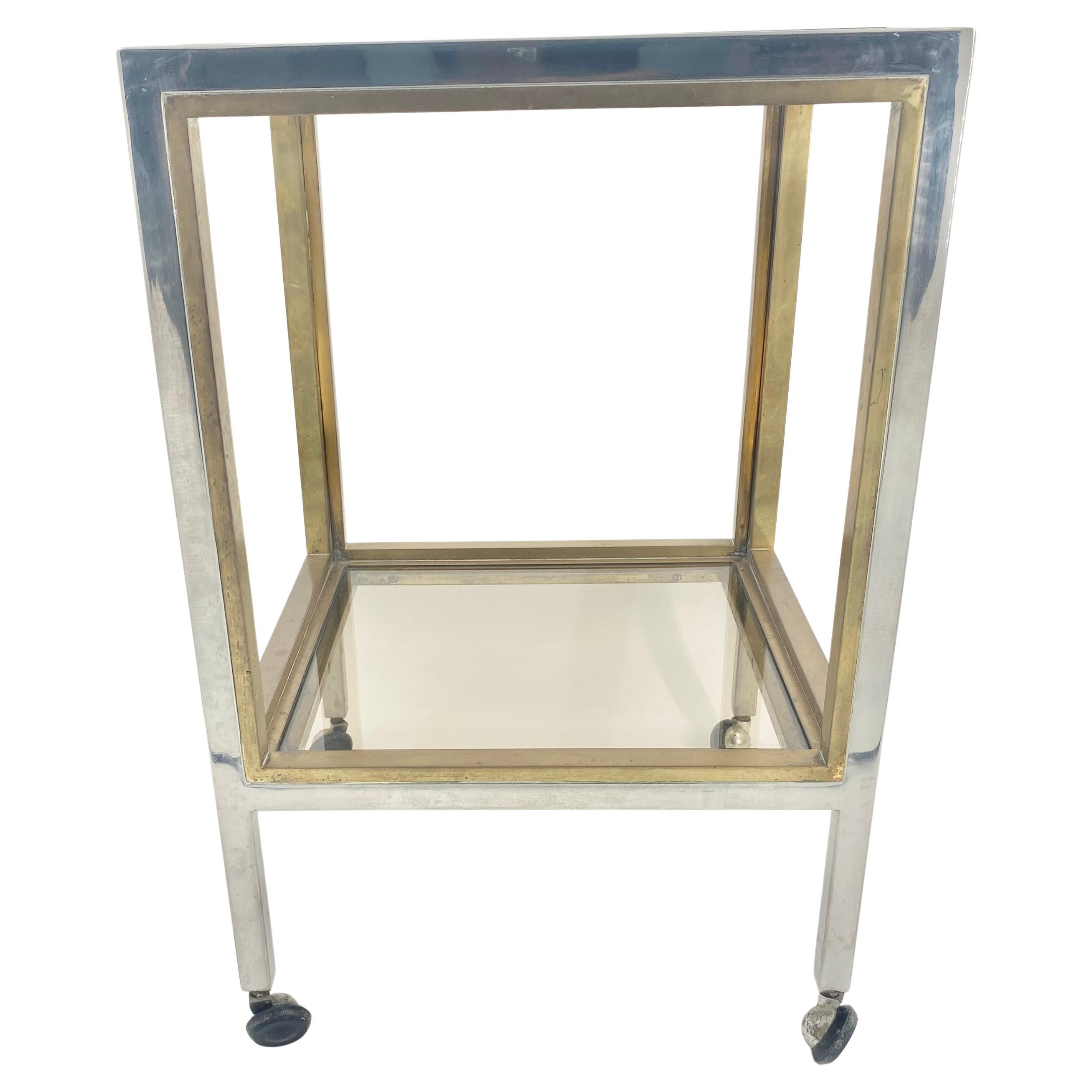 Italien Set of 3 Nesting Tables in Brass Chrome and Smoked Glass For Sale 9