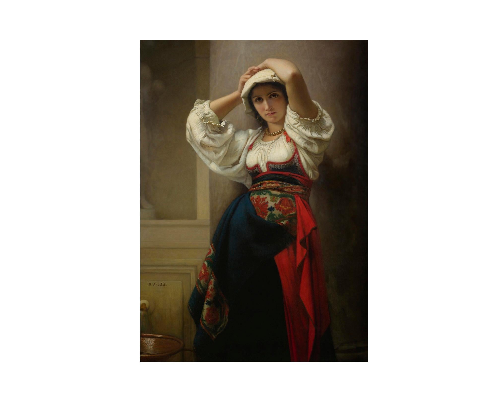 French Provincial Italienne, After French Academic Oil Painting by Charles Landelle For Sale