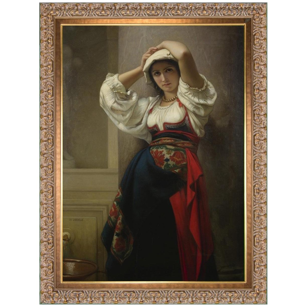 Italienne, After French Academic Oil Painting by Charles Landelle For Sale