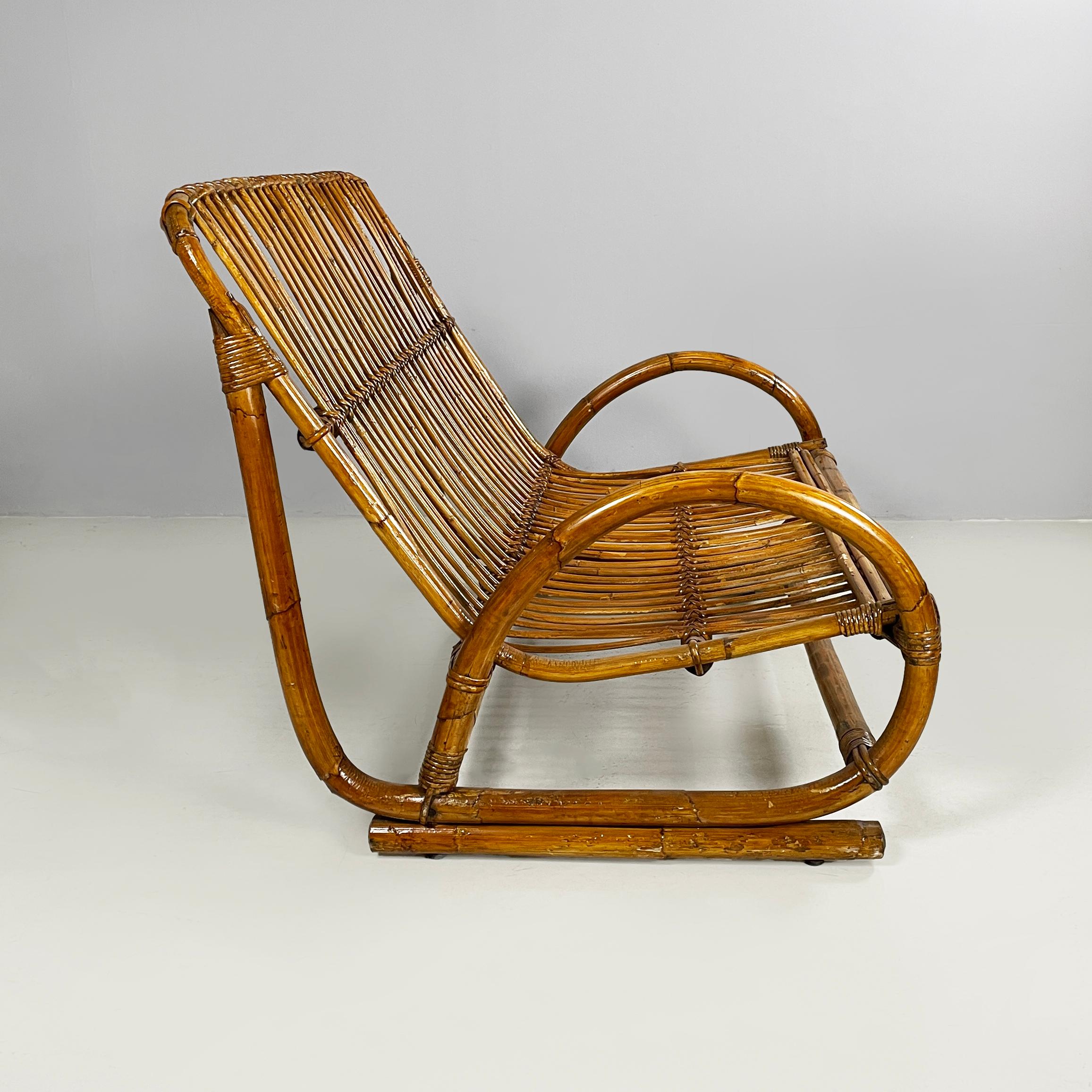 Mid-Century moderno Panchina da giardino Italin in rattan, anni '60, metà del secolo scorso in vendita