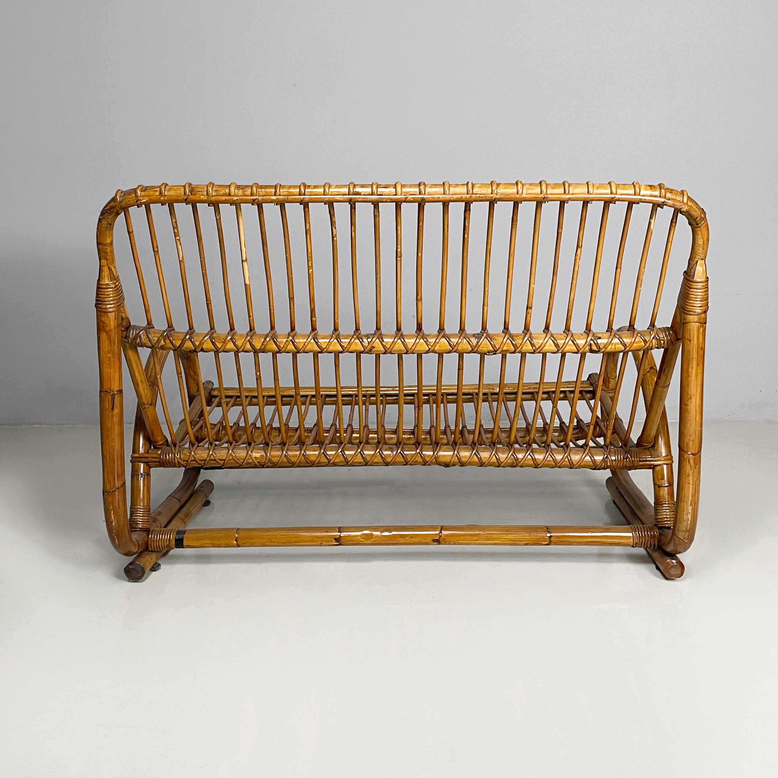 Italiano Panchina da giardino Italin in rattan, anni '60, metà del secolo scorso in vendita