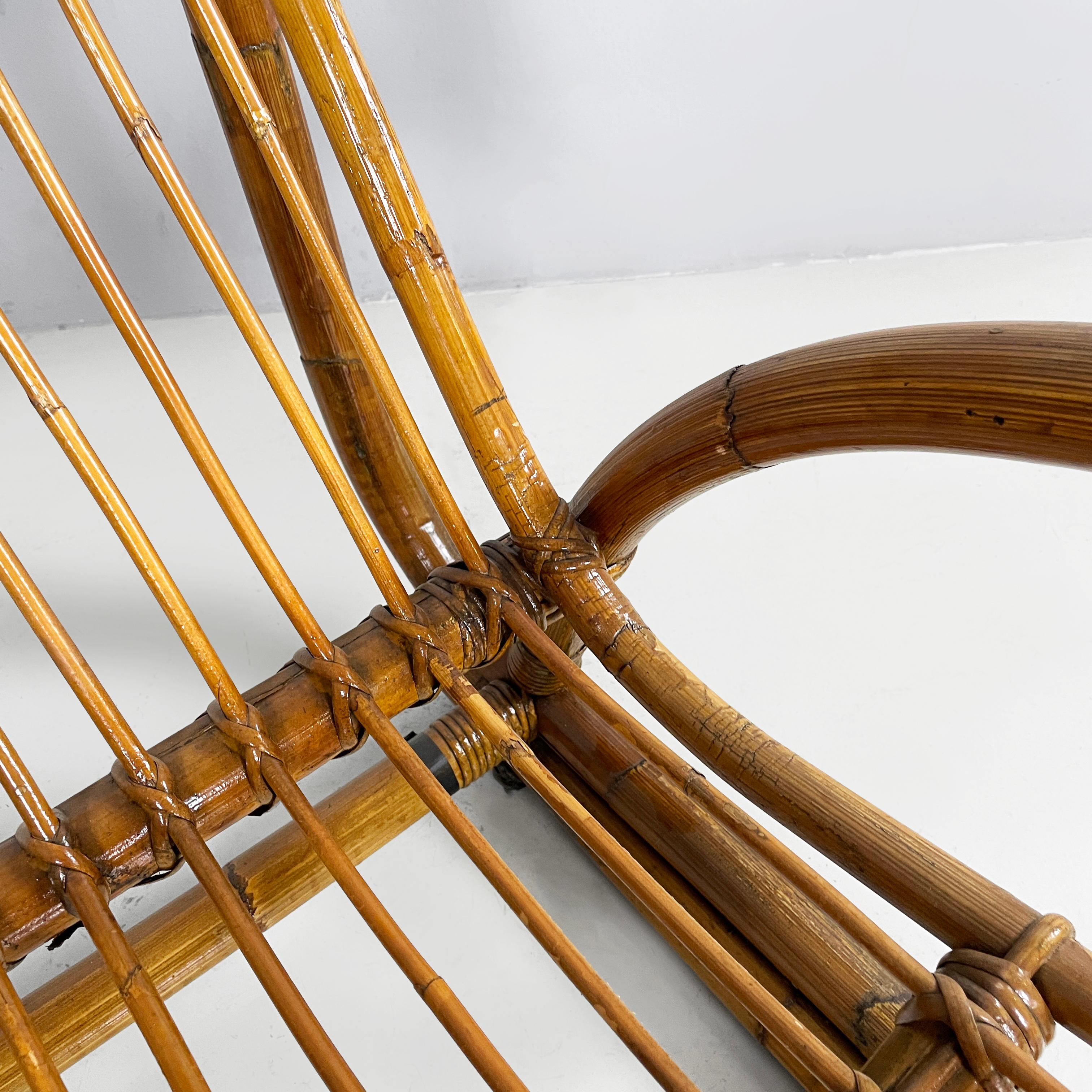 Rattan Panchina da giardino Italin in rattan, anni '60, metà del secolo scorso in vendita