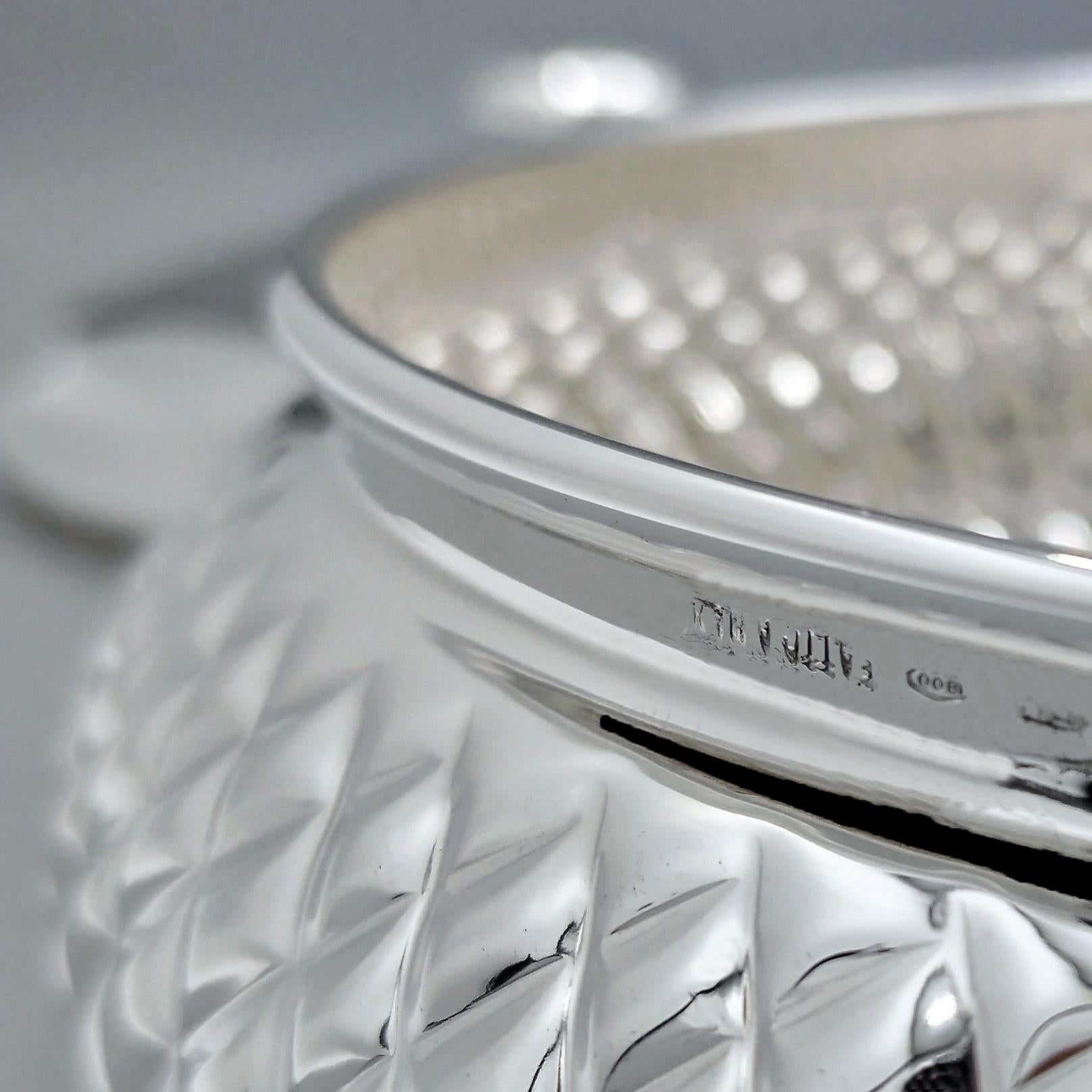 Italina Solid 800 Silver table Box in vendita 3
