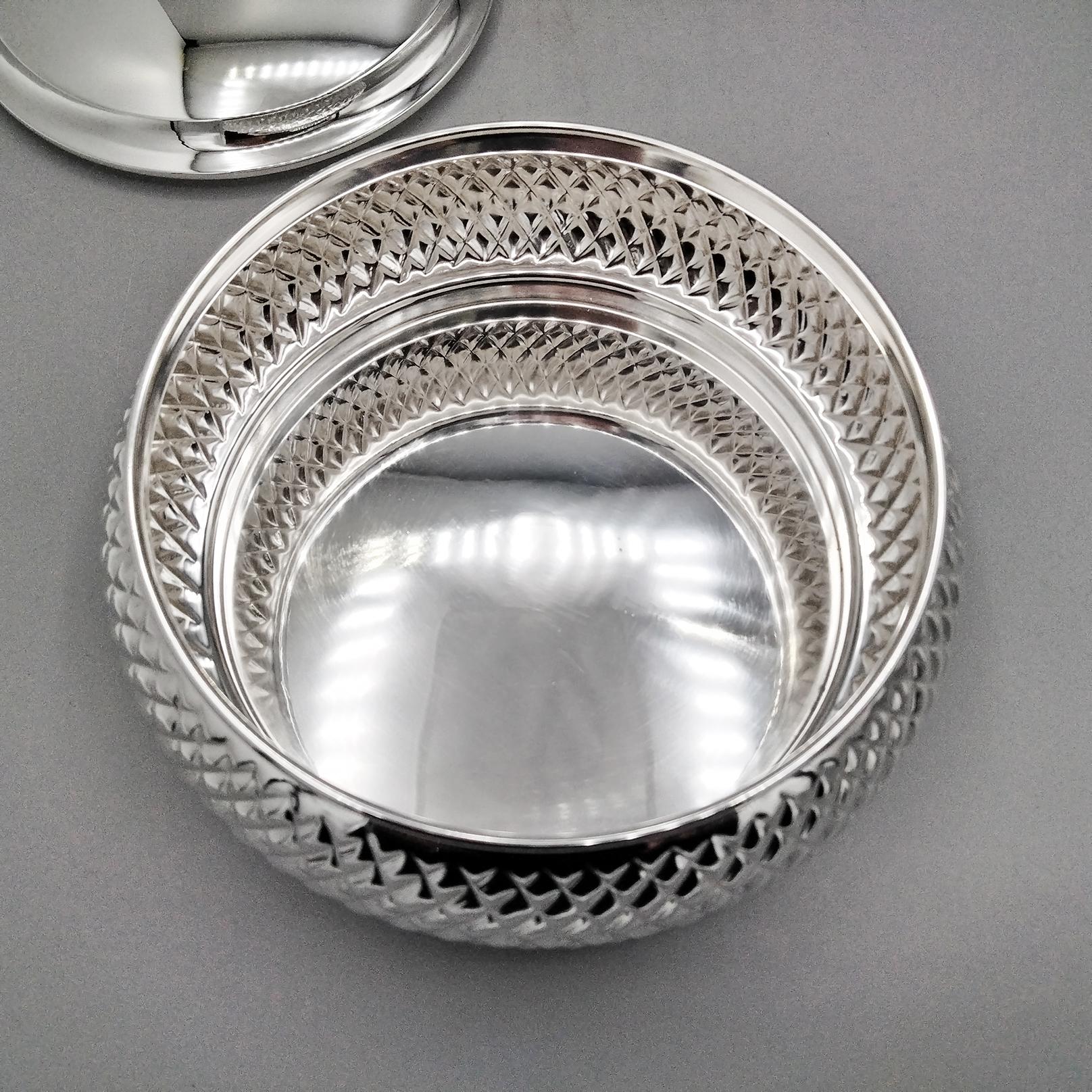 Italina Solid 800 Silver table Box in vendita 4