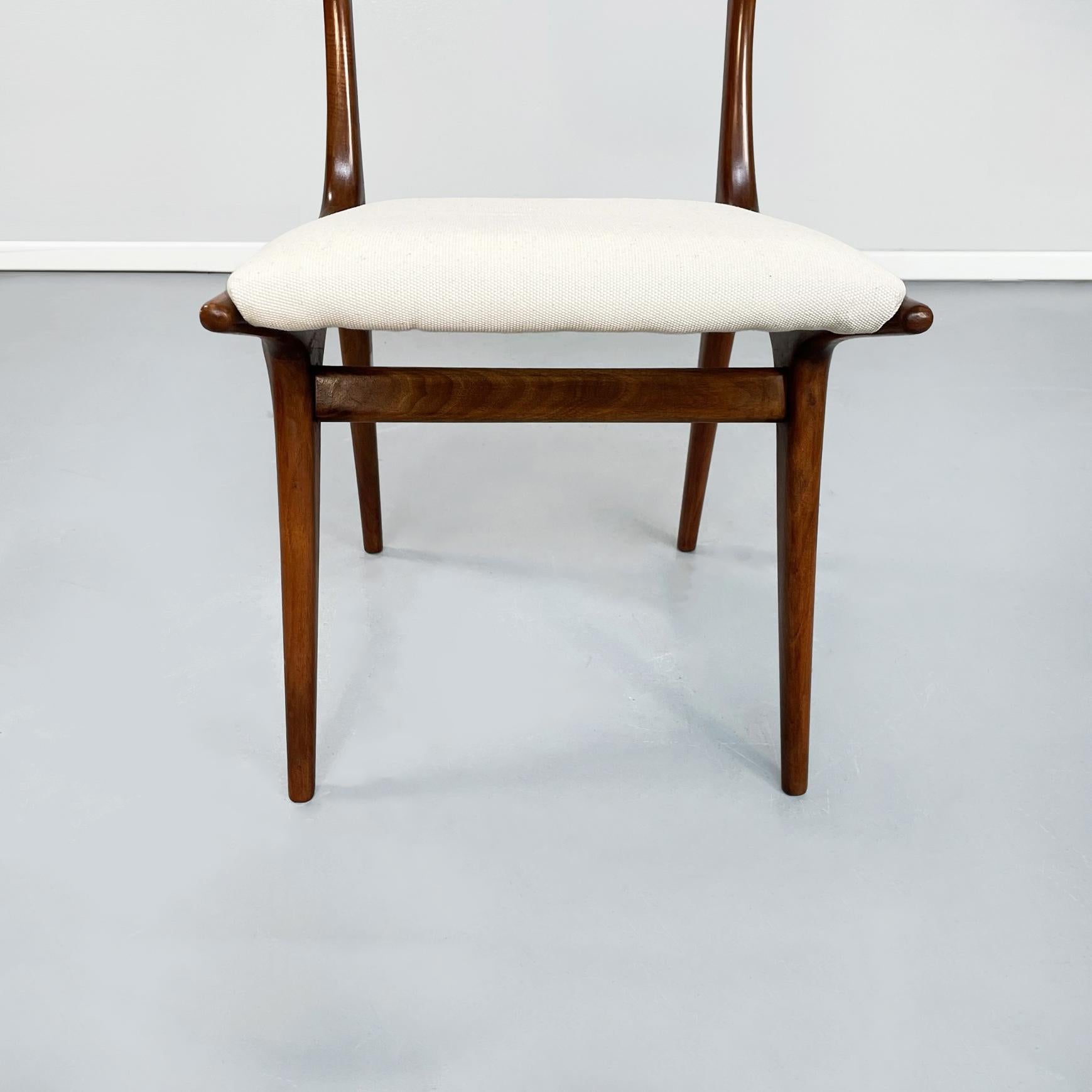 Italinan Mid-Century Modern White Fabric N Wood Chairs by De Carli Cassina, 1958 For Sale 5