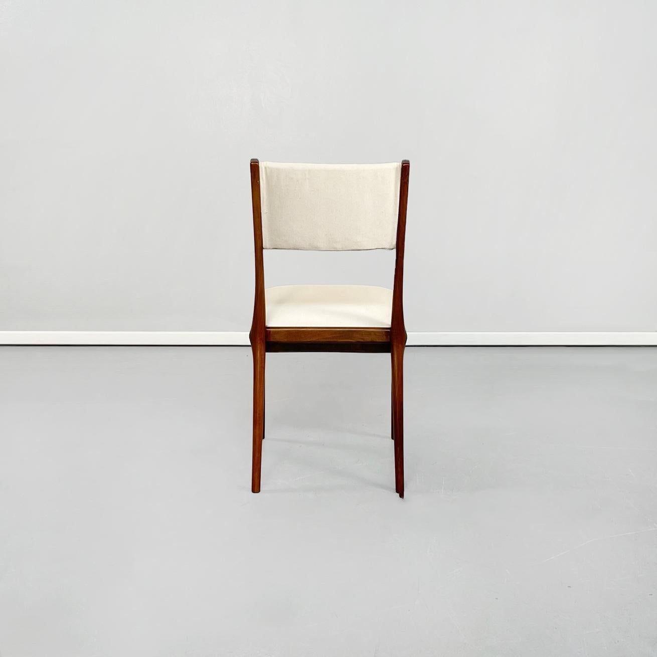 Italinan Mid-Century Modern White Fabric N Wood Chairs by De Carli Cassina, 1958 For Sale 1