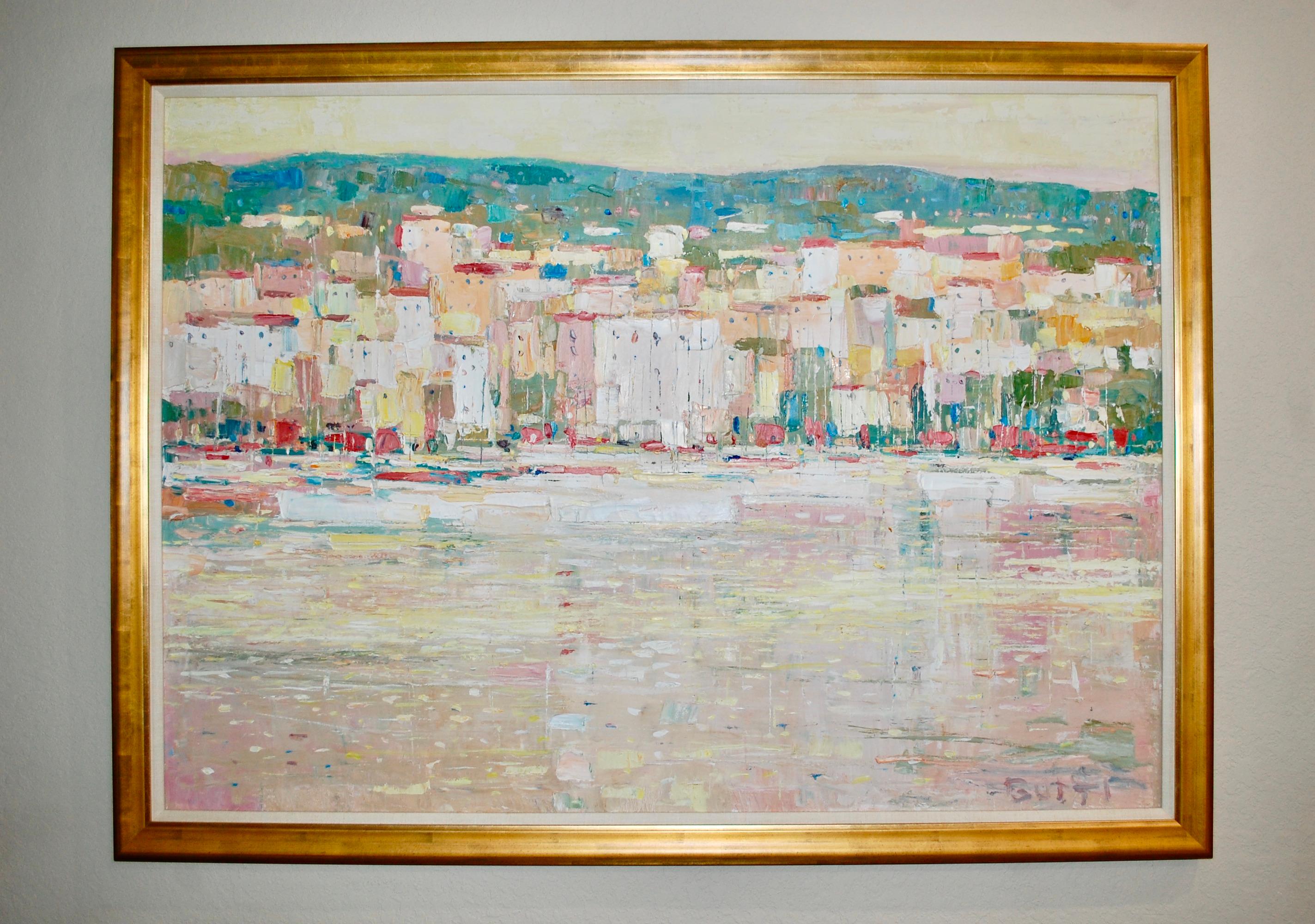 View Of The City Large Oil Painting - Brown Landscape Painting by Italo Botti