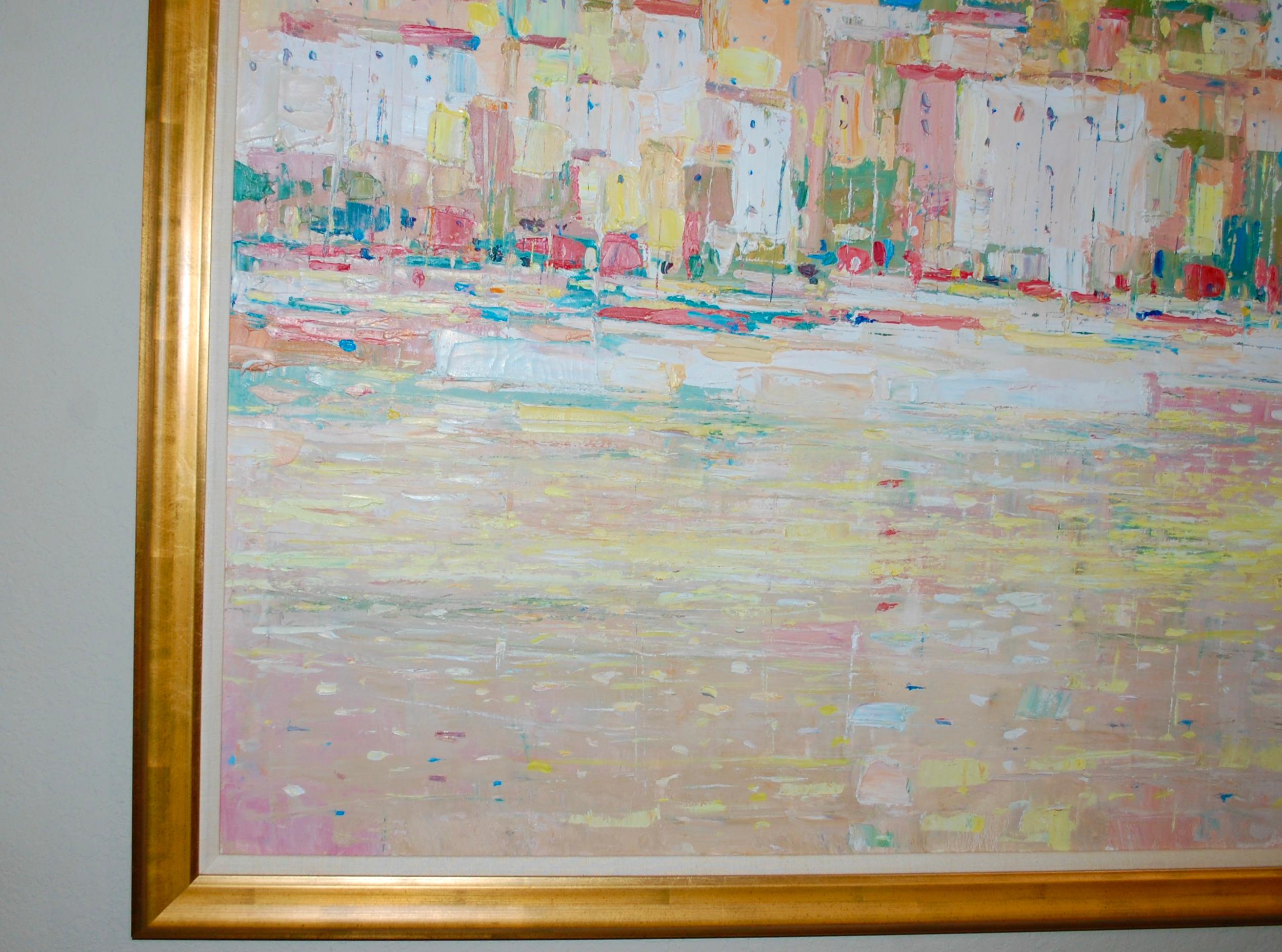 View Of The City
 Signed lower right Botti.
Italo Botti  also painted under George Barrell name. 
American Artist: b. 1923-2003. In 1923, Italo Botti was born Greenwich Village, New York.
 In 1932, Botti won first competition at the age of nine. He