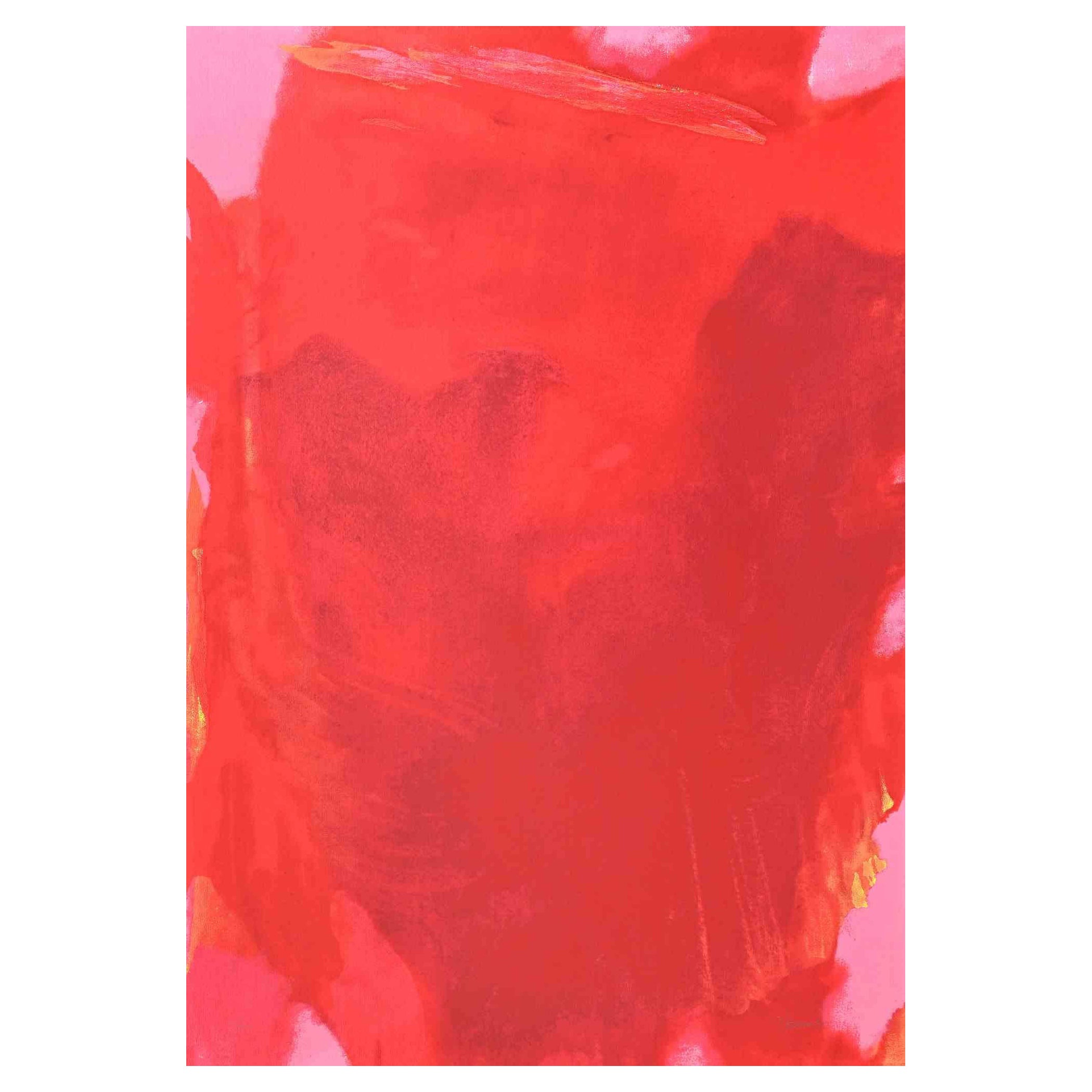 Das Sichtbare des Unsichtbaren - Rote Komposition - Siebdruck von I. Bressan - 1989