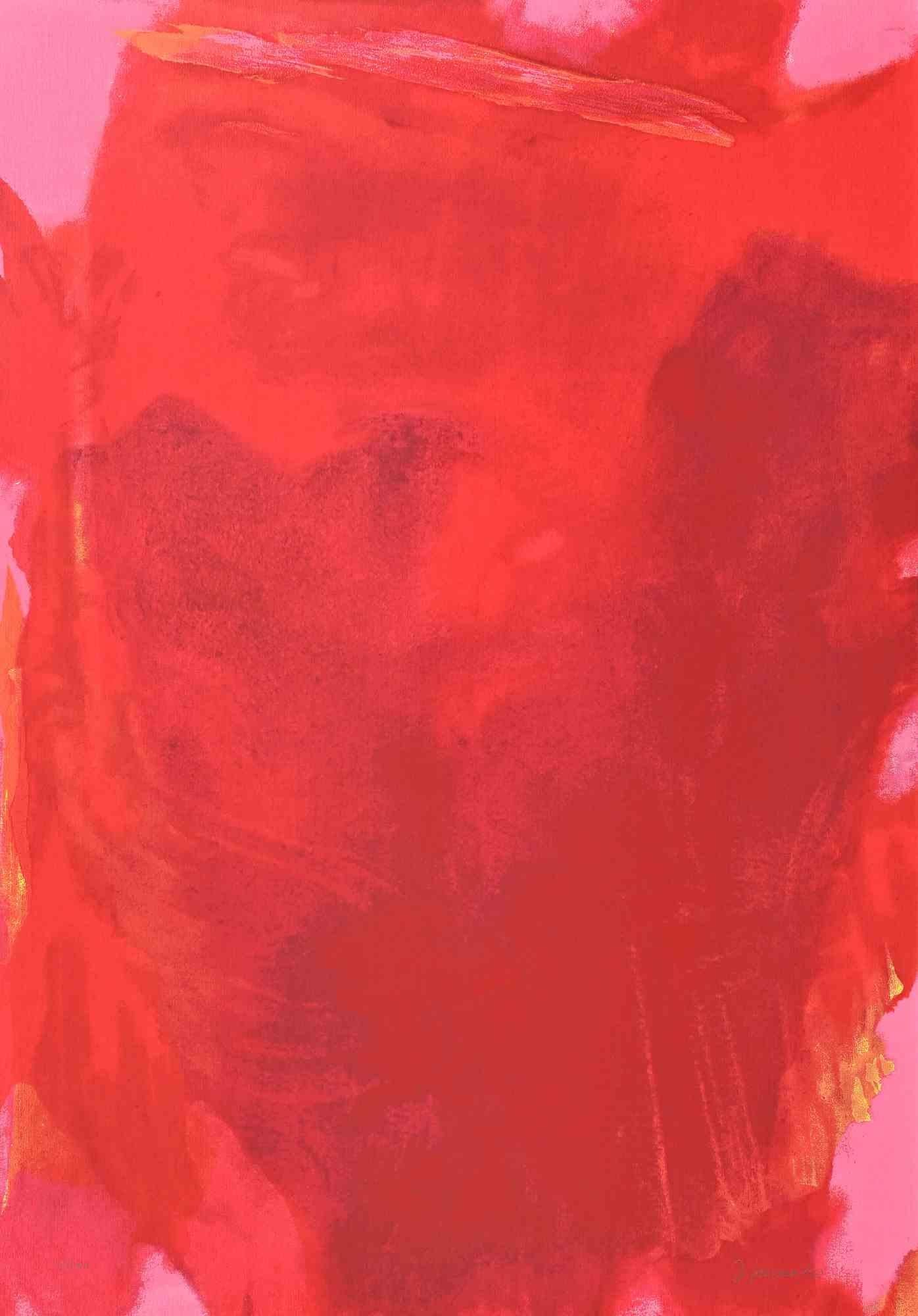 The Visible of the Invisible - Red Composition- Screenprint by I. Bressan - 1989