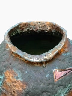 Italo Casini Gran Jarrón de Lava Volcánica con Colorido, Italia, Años 60