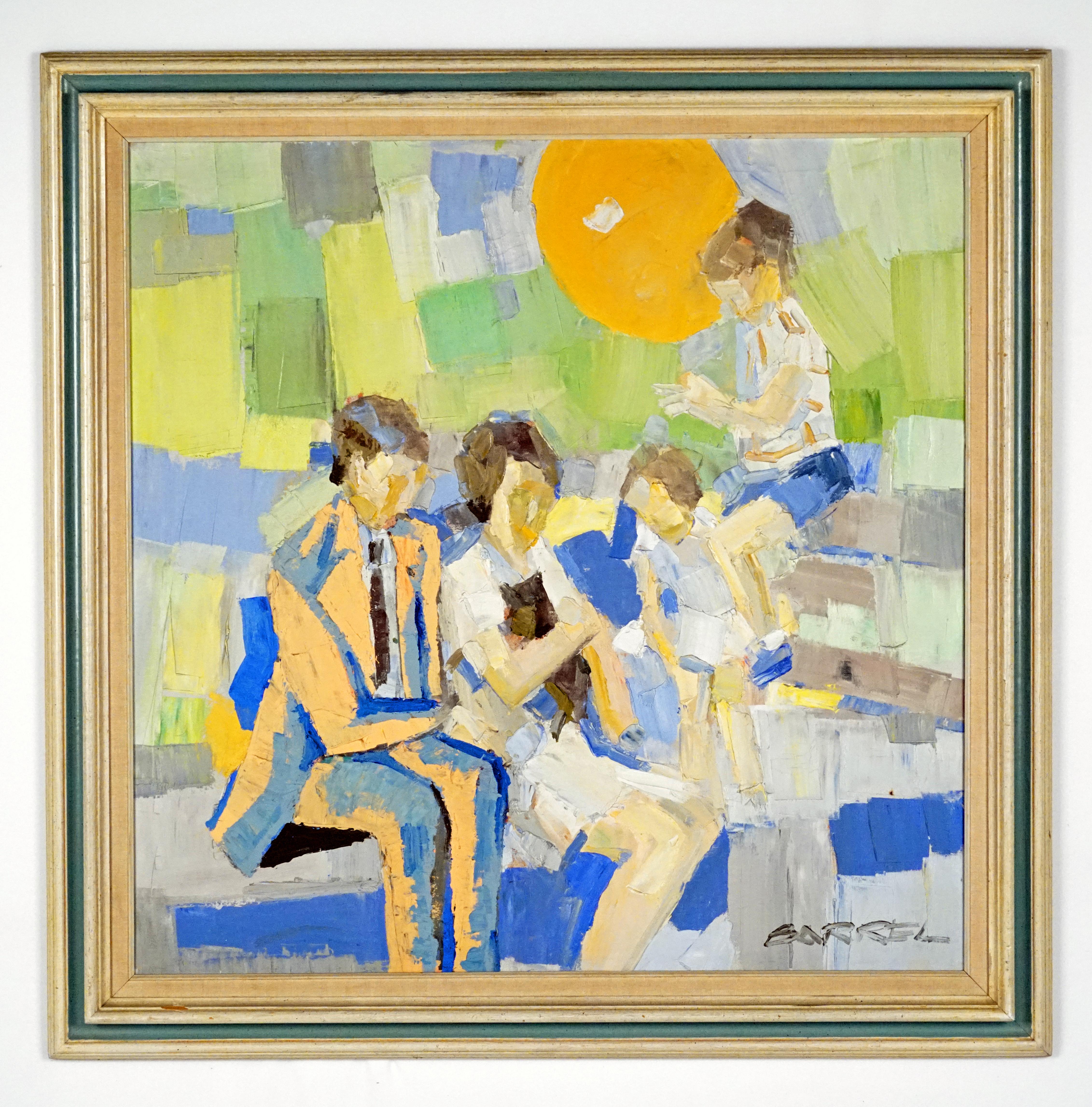 Familienfamilie in einem Park – Painting von Italo George Botti