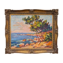 "L'Esterel" Quadro di paesaggio costiero mediterraneo moderno e colorato