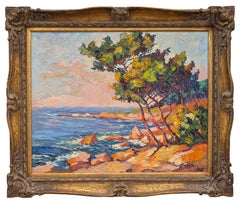 "L'Esterel" Quadro di paesaggio costiero mediterraneo moderno e colorato